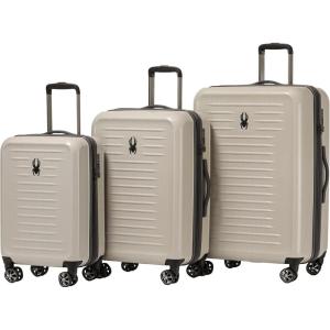 Spyder Rails Expandable Hardside Upright Suitcase with 360° Spinner Wheels, TSA Approved Lock (Black, Medium Checked)(Oatmeal)