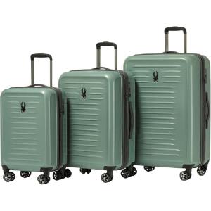 Spyder Rails Expandable Hardside Upright Suitcase with 360° Spinner Wheels, TSA Approved Lock (Black, Medium Checked)(Sage)