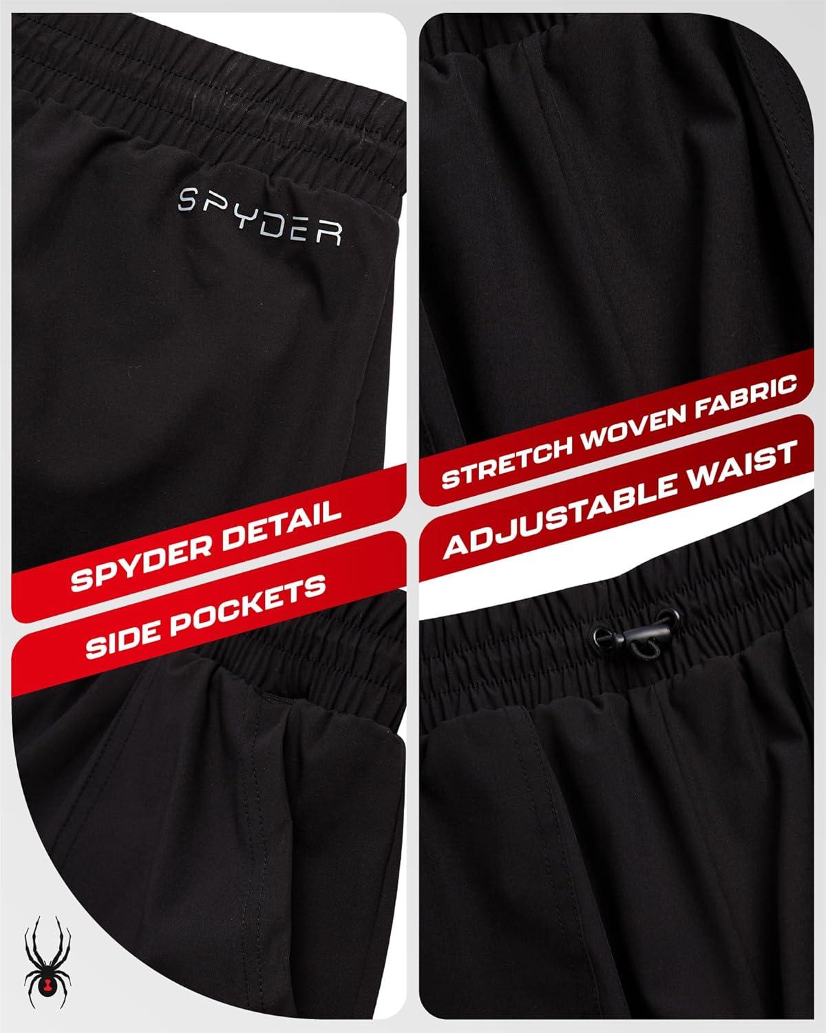 imageSpyder Womens Athletic Shorts Lightweight Stretch Woven Pull On Running Shorts for Women with Built in LinerBlack