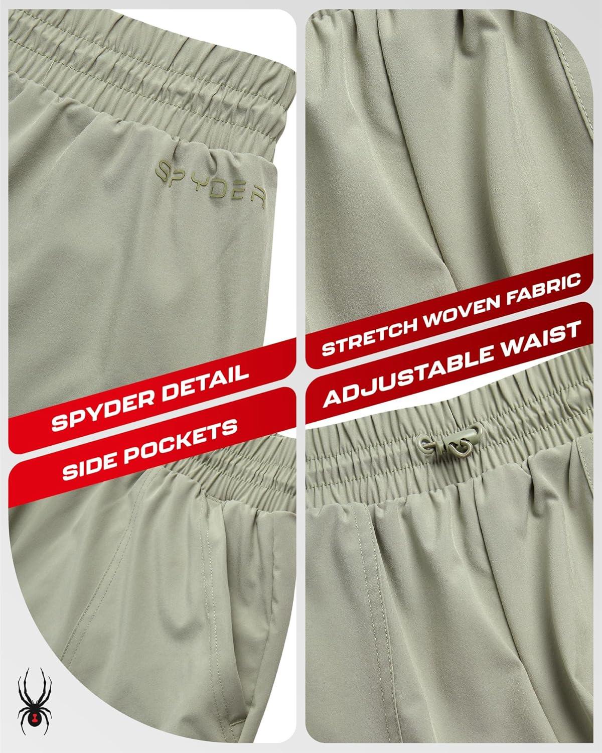 imageSpyder Womens Athletic Shorts Lightweight Stretch Woven Pull On Running Shorts for Women with Built in LinerLight Olive