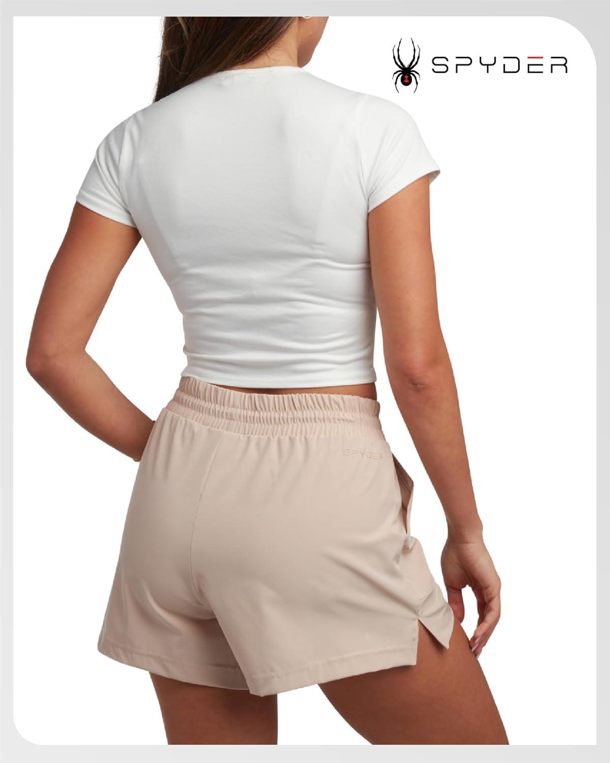 imageSpyder Womens Athletic Shorts Lightweight Stretch Woven Pull On Running Shorts for Women with Built in LinerMushroom