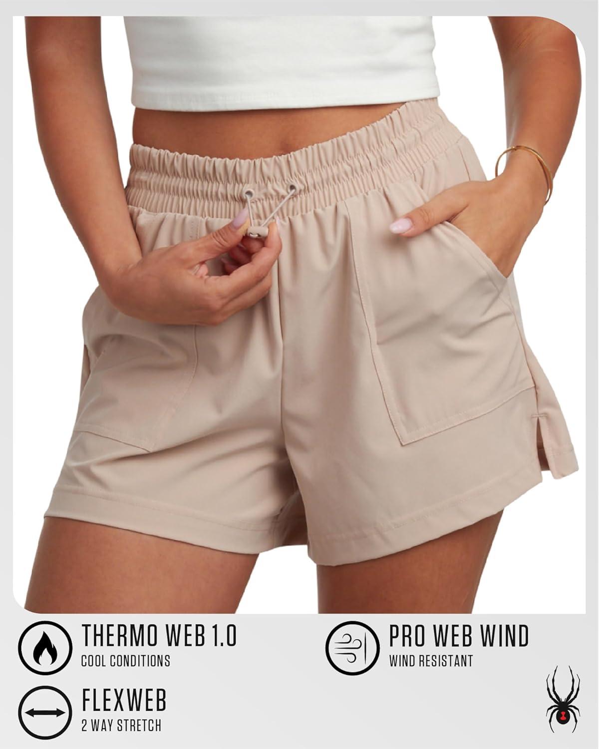 imageSpyder Womens Athletic Shorts Lightweight Stretch Woven Pull On Running Shorts for Women with Built in LinerMushroom