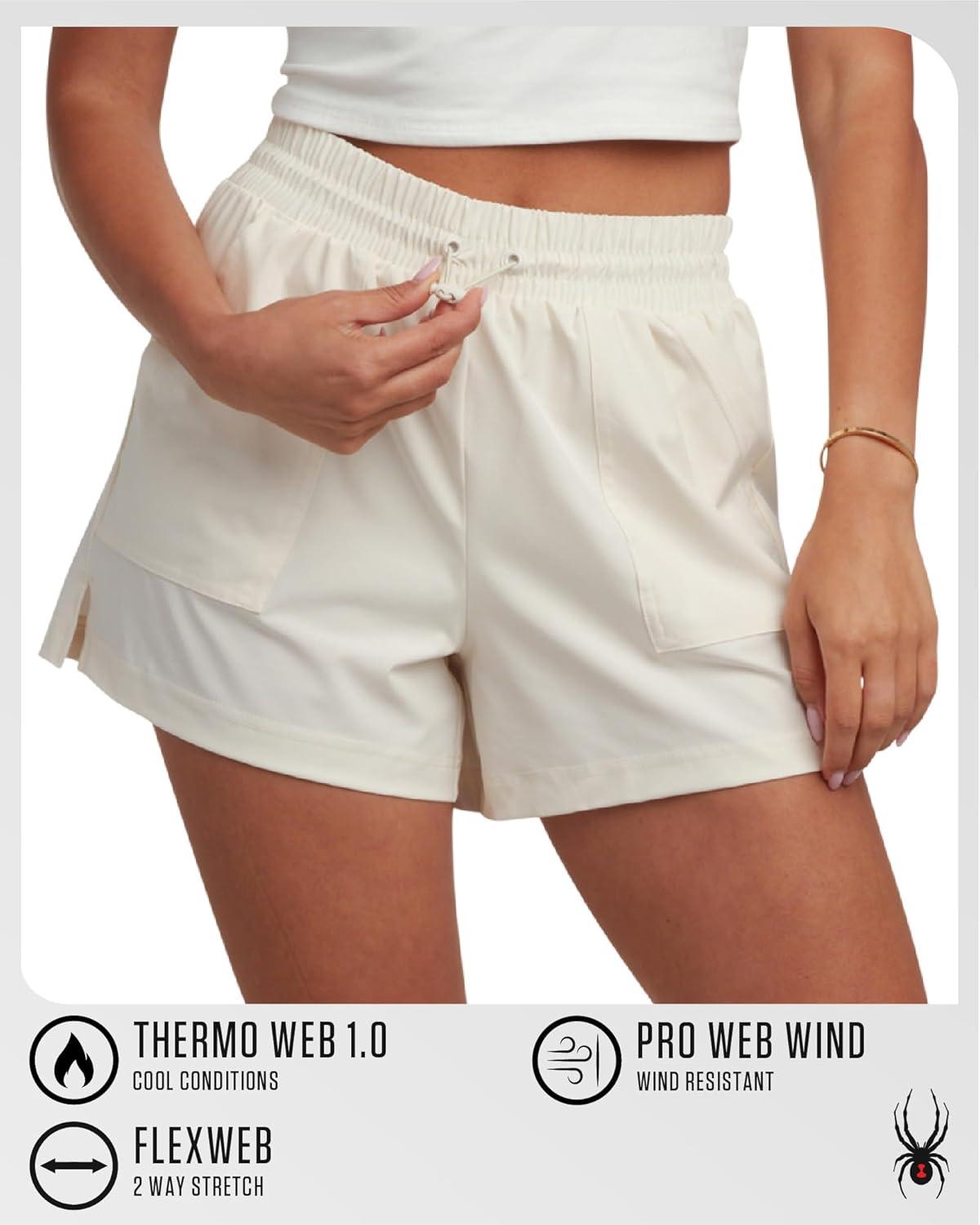 imageSpyder Womens Athletic Shorts Lightweight Stretch Woven Pull On Running Shorts for Women with Built in LinerPearl