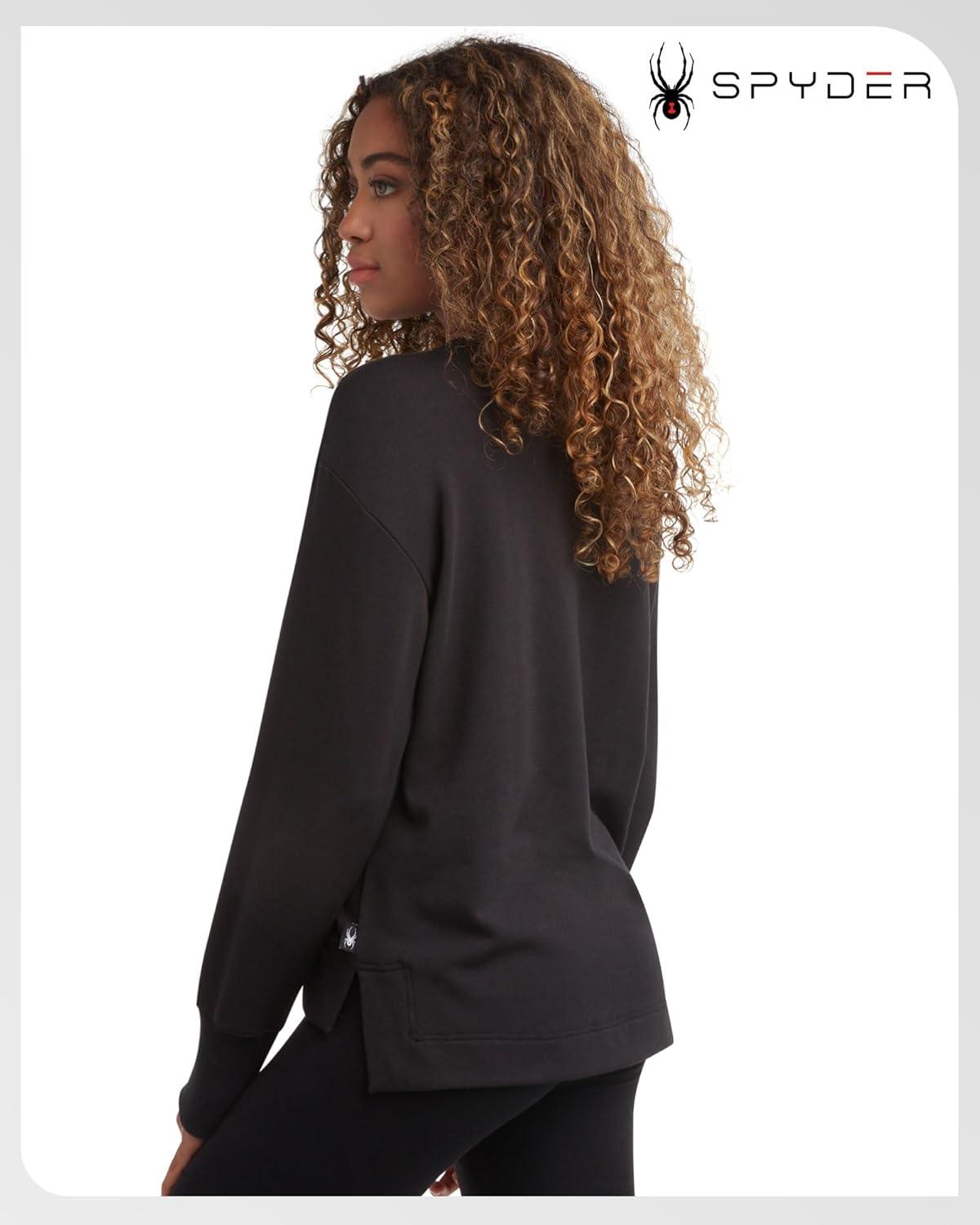 imageSpyder Womens Crewneck Sweatshirt Soft Fleece Stretch UPF30 Lightweight Long Sleeve Pullover Sweatshirt for WomenBlack