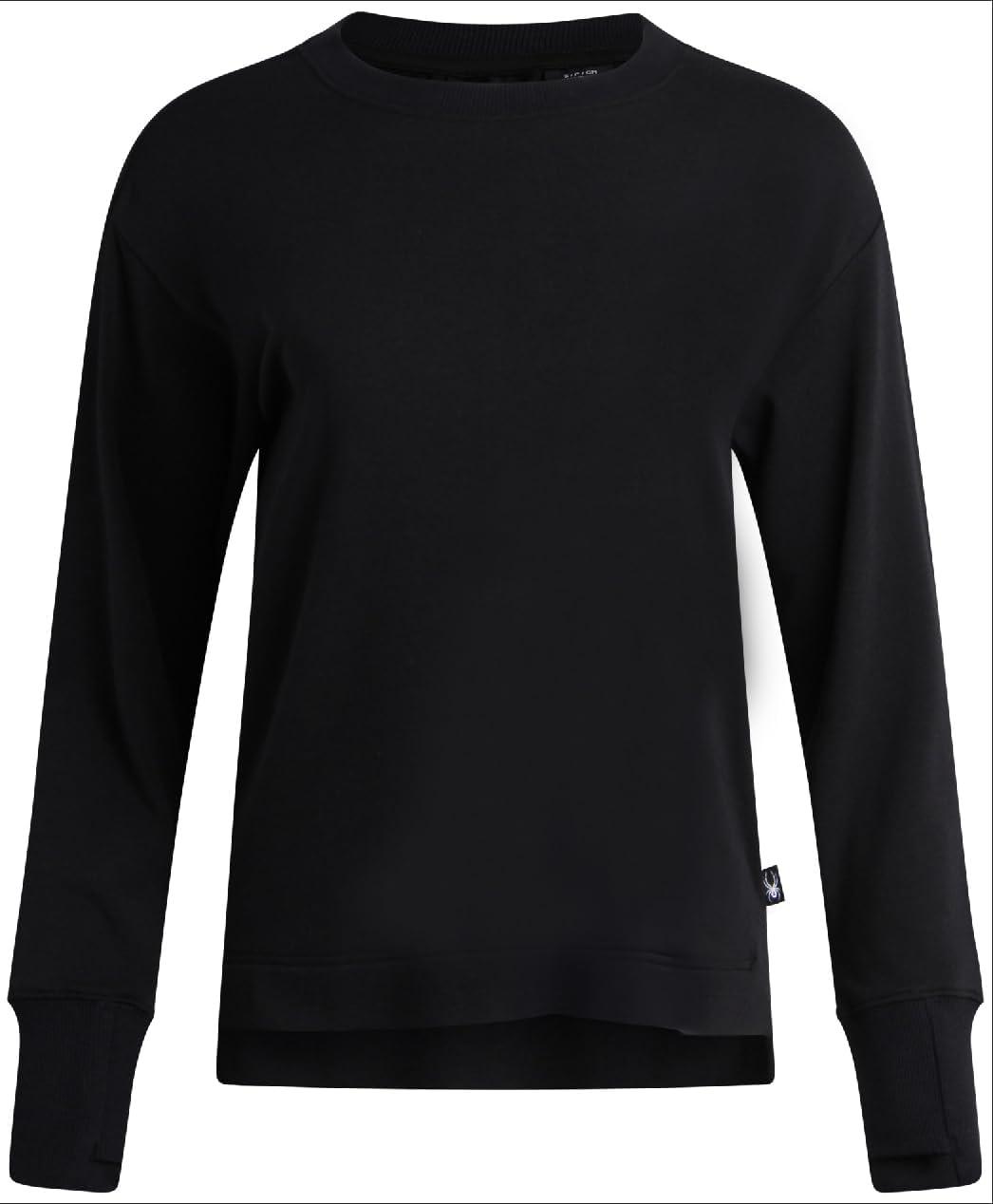 imageSpyder Womens Crewneck Sweatshirt Soft Fleece Stretch UPF30 Lightweight Long Sleeve Pullover Sweatshirt for WomenBlack