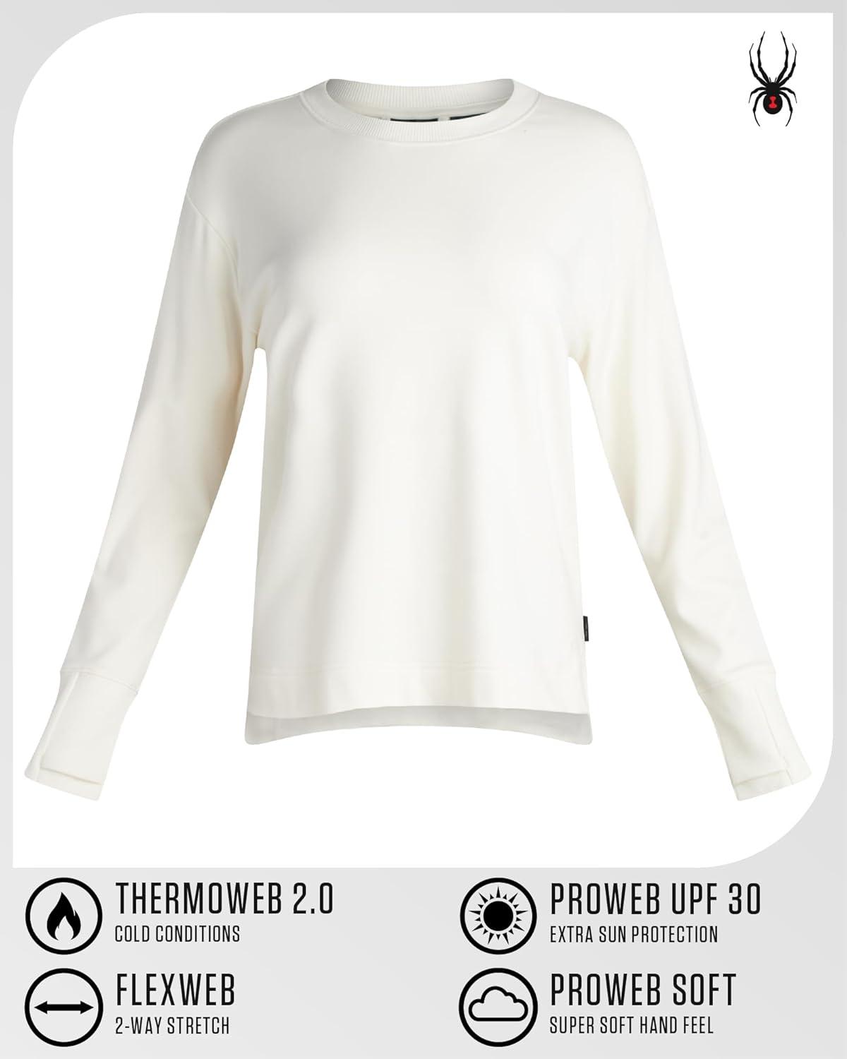 imageSpyder Womens Crewneck Sweatshirt Soft Fleece Stretch UPF30 Lightweight Long Sleeve Pullover Sweatshirt for WomenOatmeal Heather