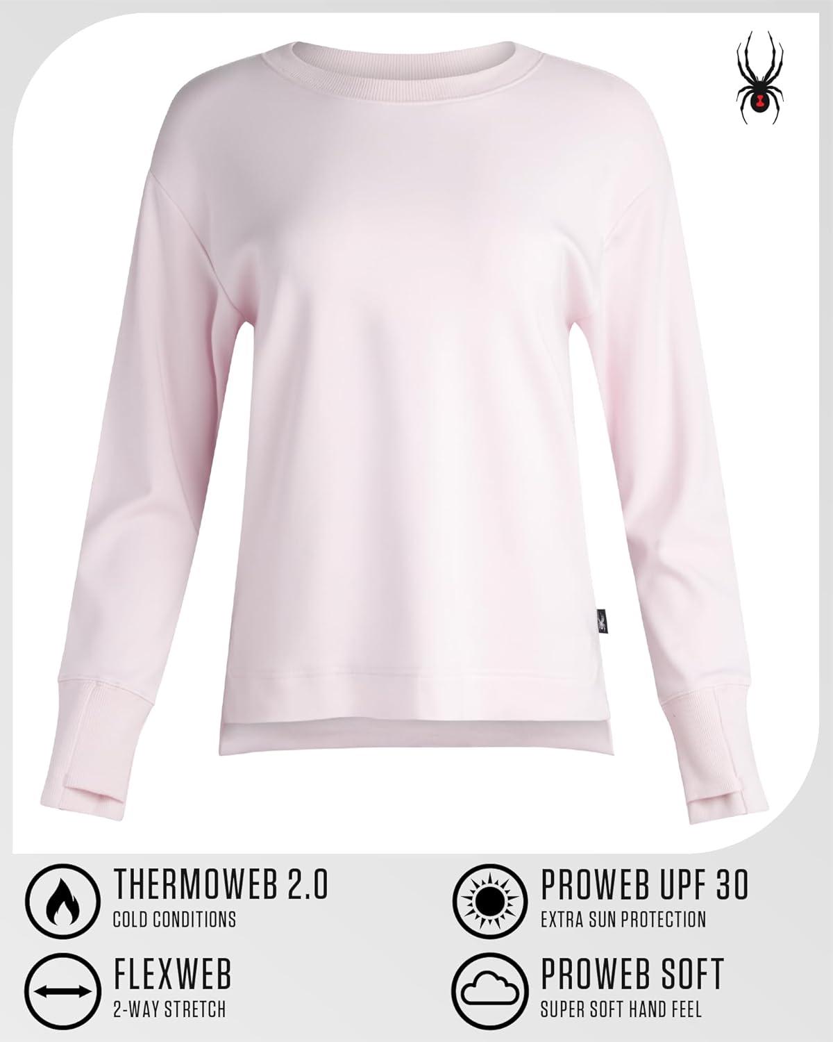 imageSpyder Womens Crewneck Sweatshirt Soft Fleece Stretch UPF30 Lightweight Long Sleeve Pullover Sweatshirt for WomenPale Mauve Heather