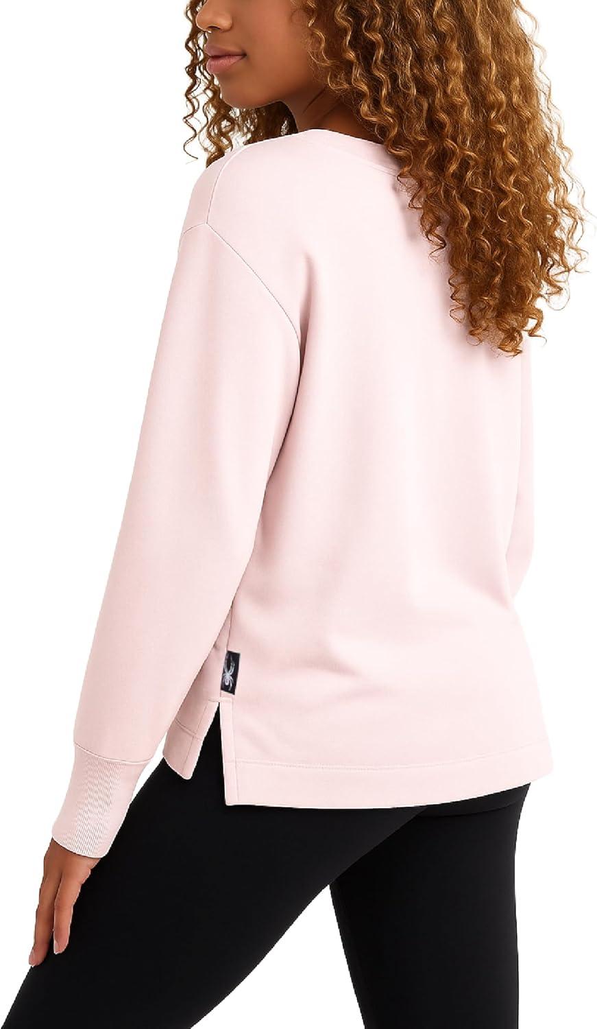 imageSpyder Womens Crewneck Sweatshirt Soft Fleece Stretch UPF30 Lightweight Long Sleeve Pullover Sweatshirt for WomenPale Mauve Heather