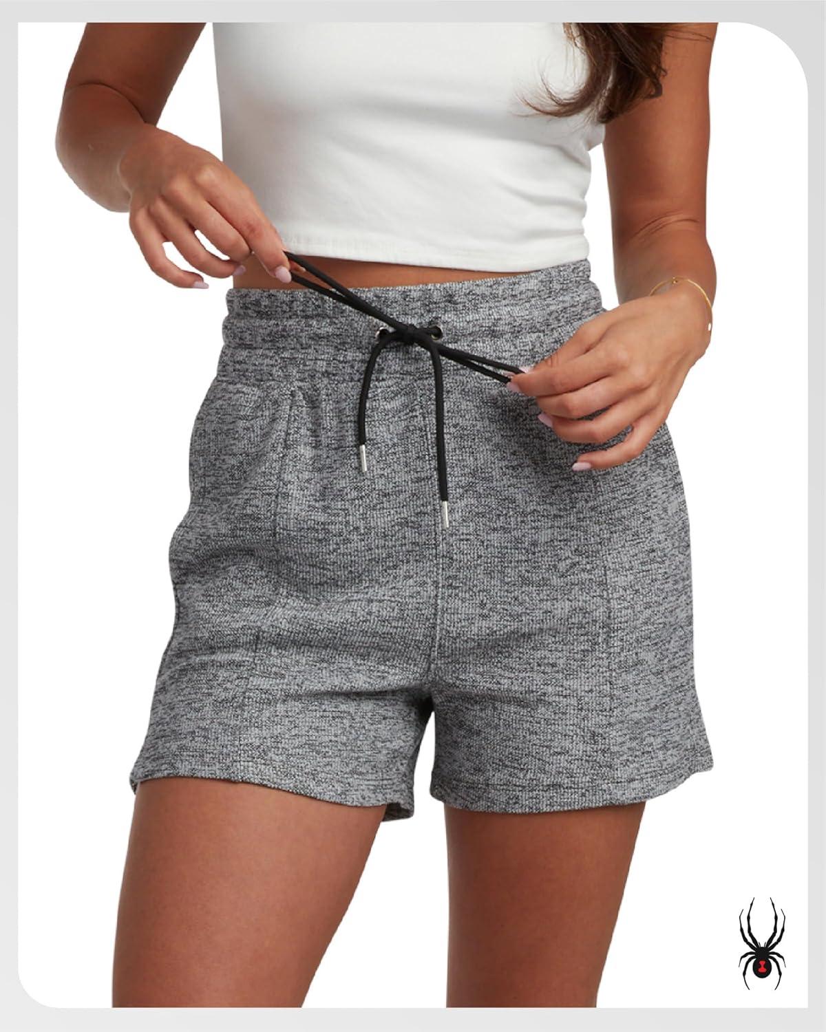 imageSpyder Womens Fleece Shorts Lightweight Cozy Terry Daily Athletic Shorts for Women with Pockets for Gym amp LoungewearBlack