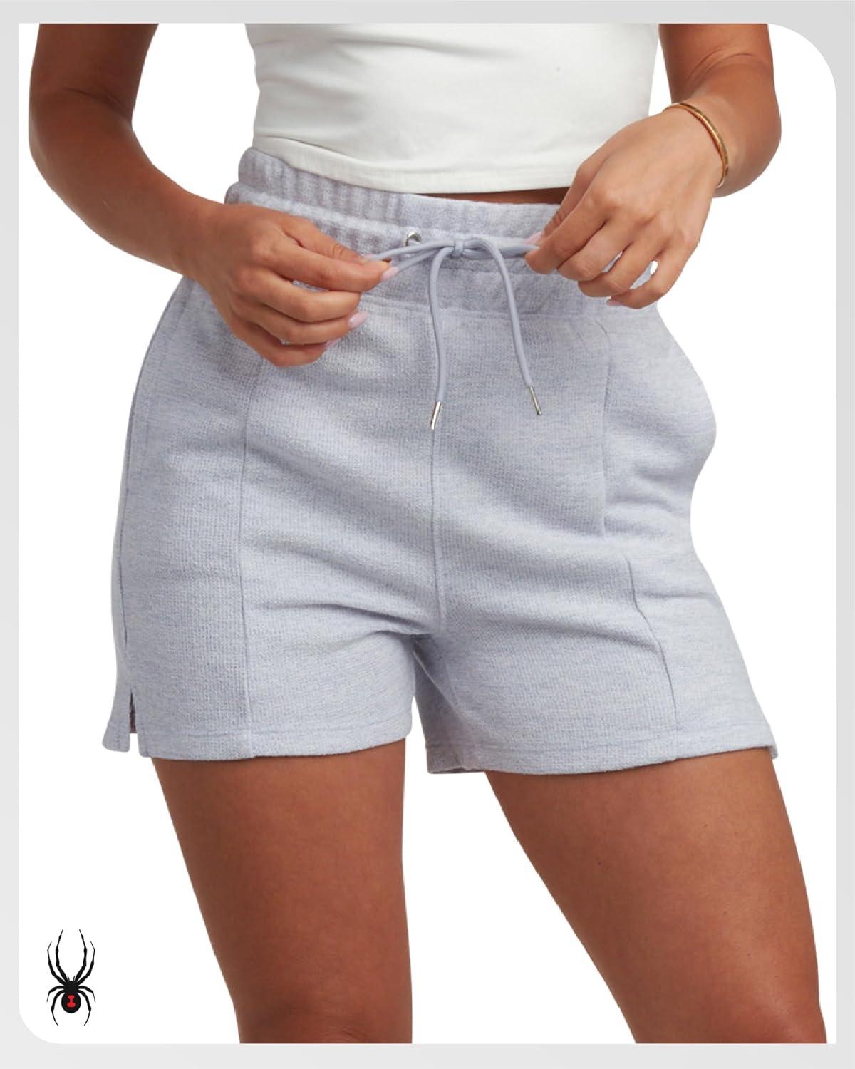 imageSpyder Womens Fleece Shorts Lightweight Cozy Terry Daily Athletic Shorts for Women with Pockets for Gym amp LoungewearMist Blue