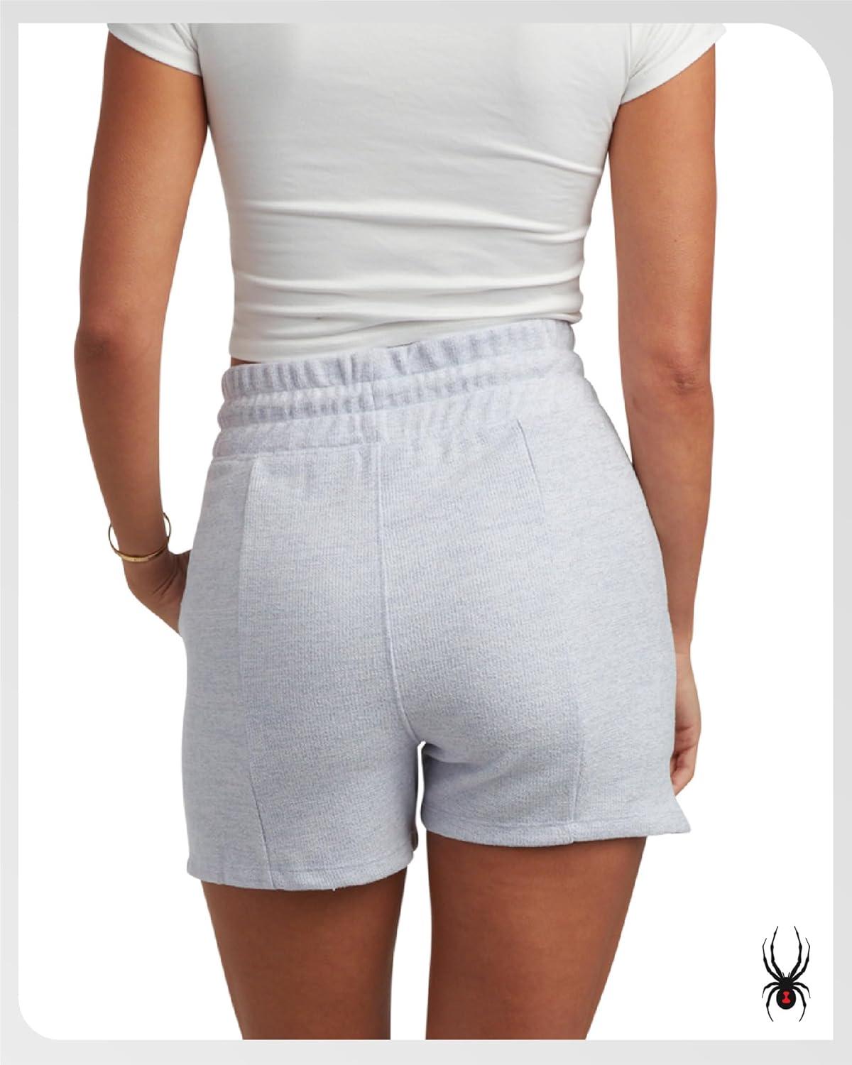 imageSpyder Womens Fleece Shorts Lightweight Cozy Terry Daily Athletic Shorts for Women with Pockets for Gym amp LoungewearMist Blue