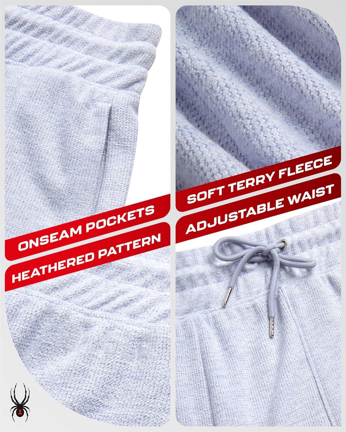 imageSpyder Womens Fleece Shorts Lightweight Cozy Terry Daily Athletic Shorts for Women with Pockets for Gym amp LoungewearMist Blue