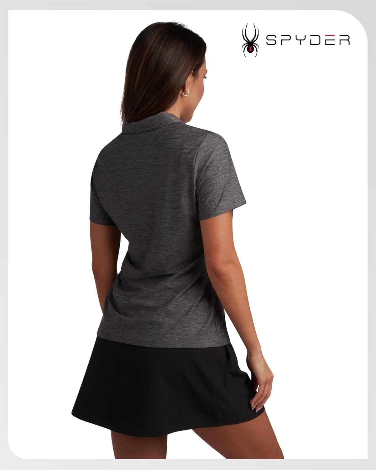 imageSpyder Womens Golf Shirt Moisture Wicking Lightweight Stretch Sport Top Polo Shirts for Women with UPF 30 Sun ProtectionBlack