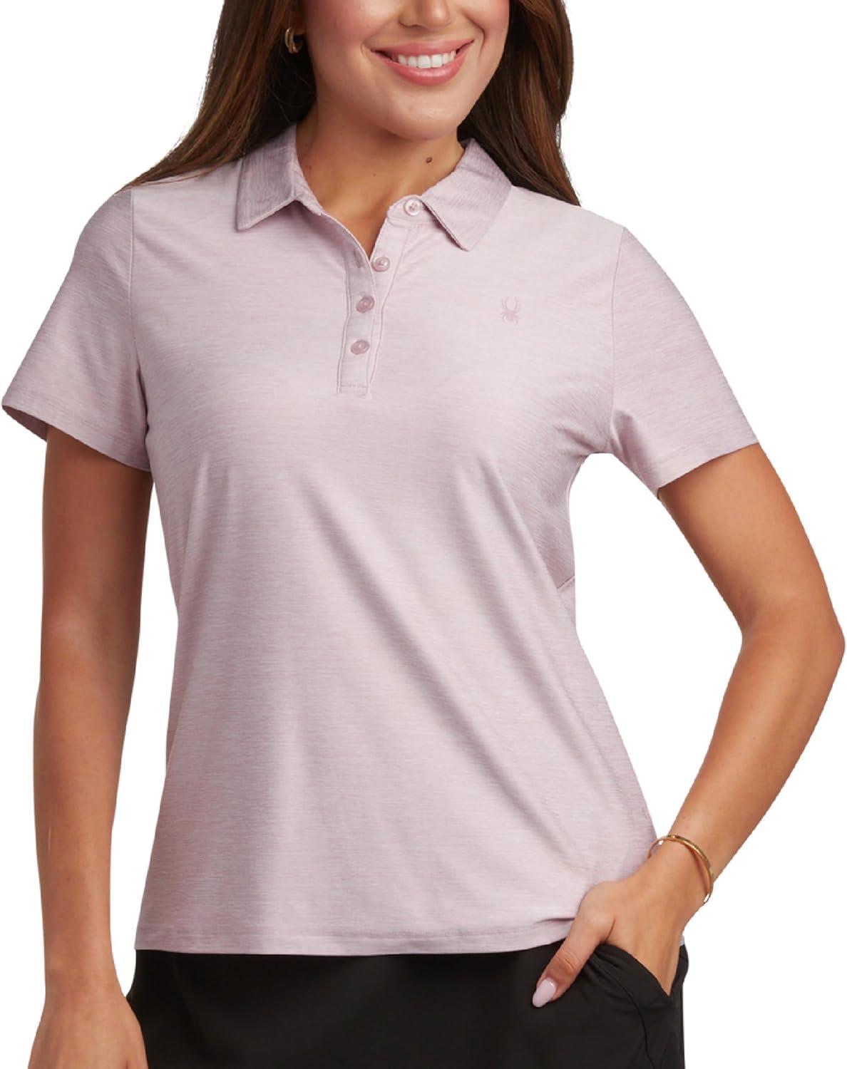 imageSpyder Womens Golf Shirt Moisture Wicking Lightweight Stretch Sport Top Polo Shirts for Women with UPF 30 Sun ProtectionLilac