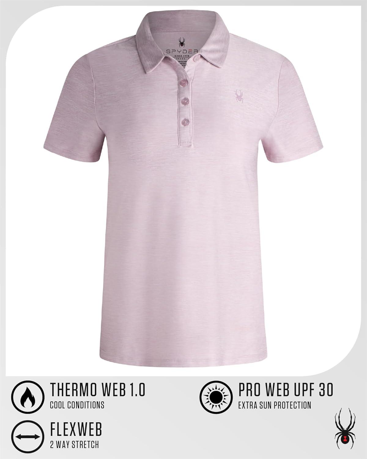 imageSpyder Womens Golf Shirt Moisture Wicking Lightweight Stretch Sport Top Polo Shirts for Women with UPF 30 Sun ProtectionLilac