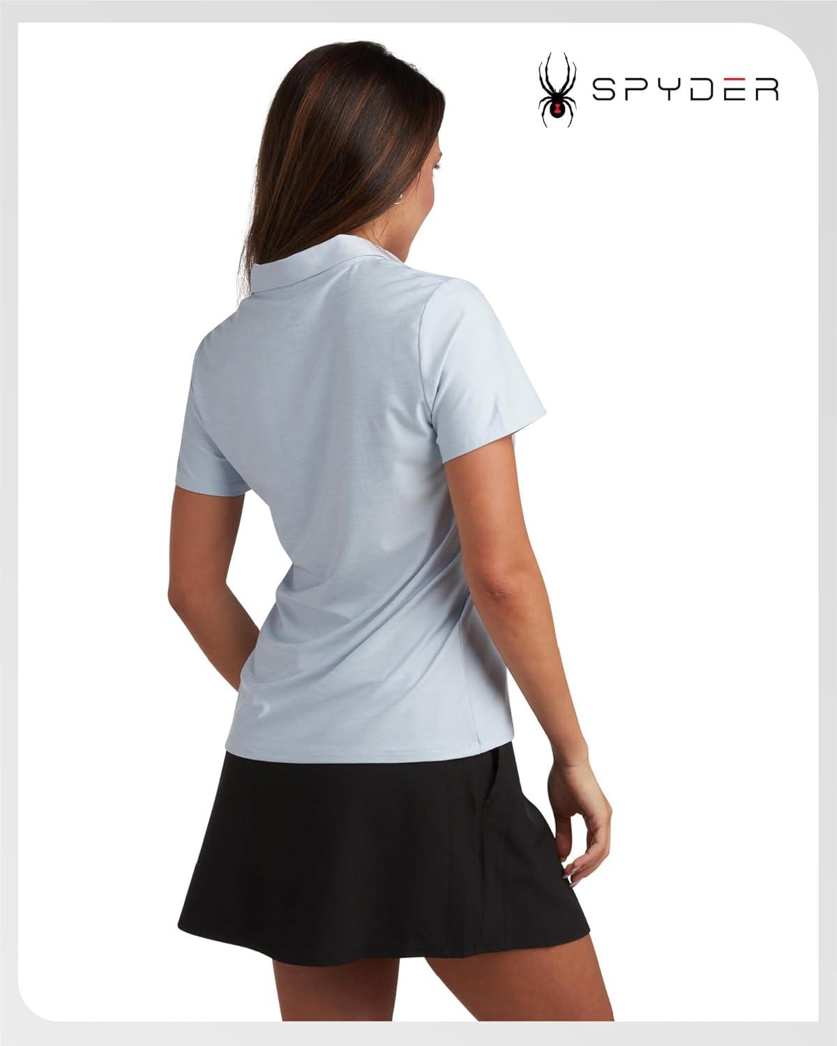 imageSpyder Womens Golf Shirt Moisture Wicking Lightweight Stretch Sport Top Polo Shirts for Women with UPF 30 Sun ProtectionMist Blue