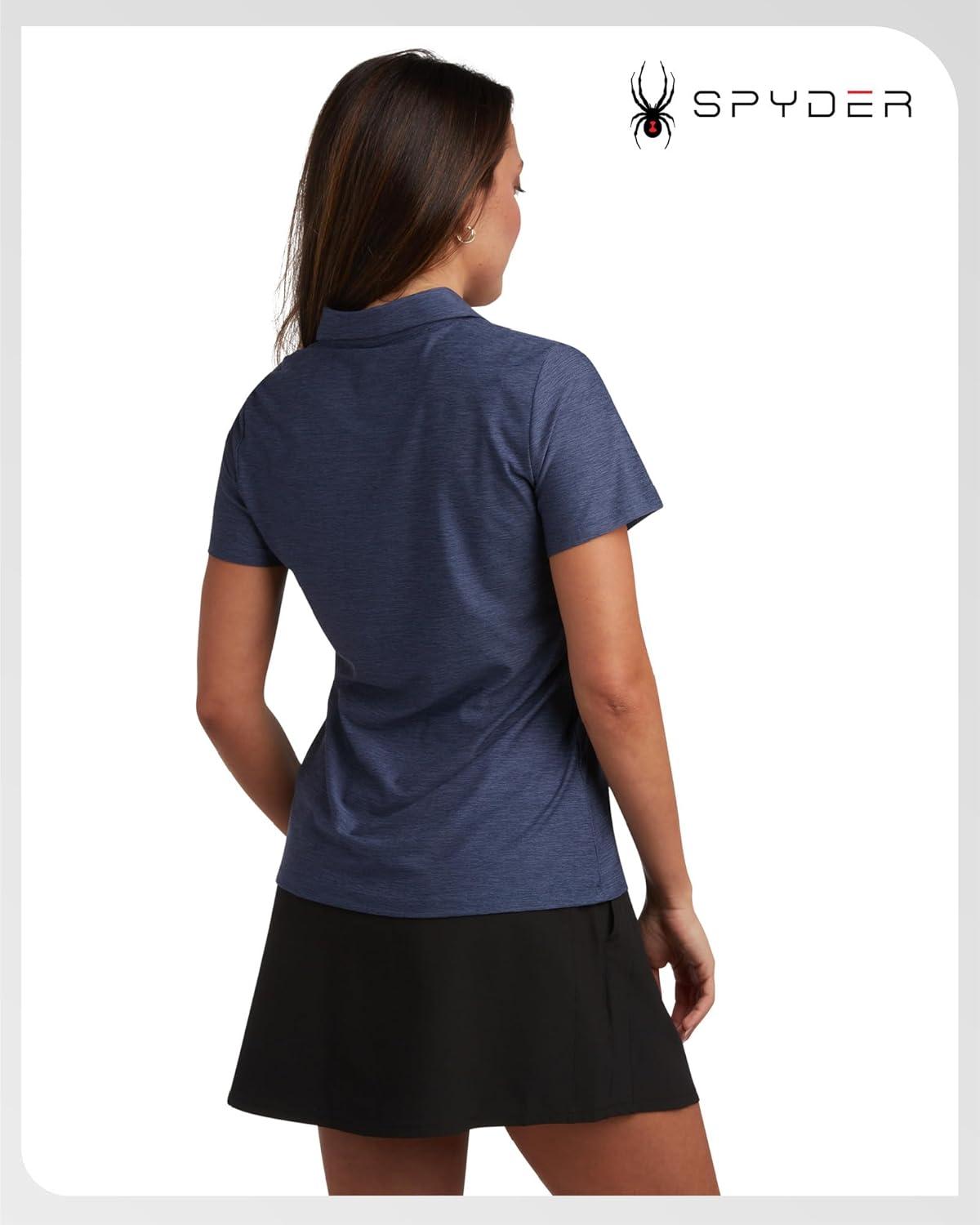 imageSpyder Womens Golf Shirt Moisture Wicking Lightweight Stretch Sport Top Polo Shirts for Women with UPF 30 Sun ProtectionNavy