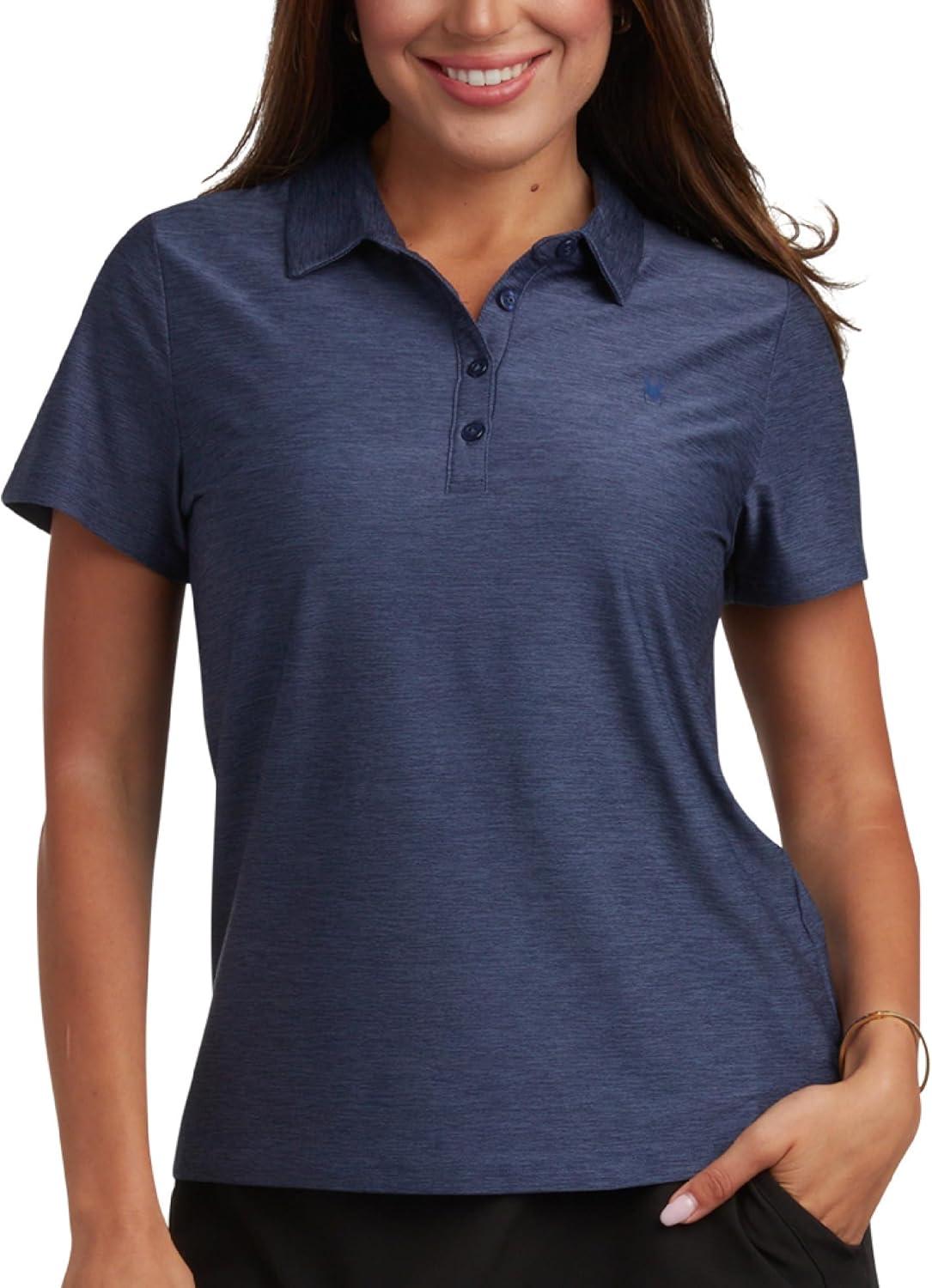 imageSpyder Womens Golf Shirt Moisture Wicking Lightweight Stretch Sport Top Polo Shirts for Women with UPF 30 Sun ProtectionNavy