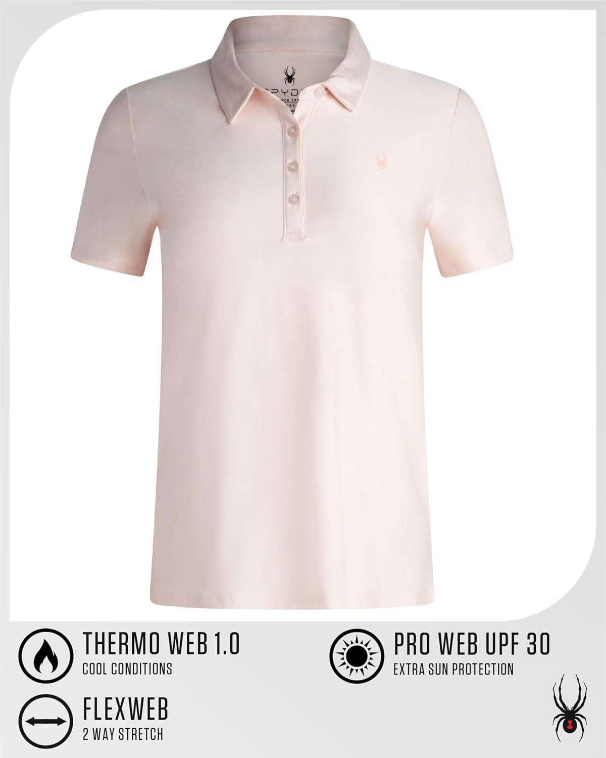 imageSpyder Womens Golf Shirt Moisture Wicking Lightweight Stretch Sport Top Polo Shirts for Women with UPF 30 Sun ProtectionPeach Blush