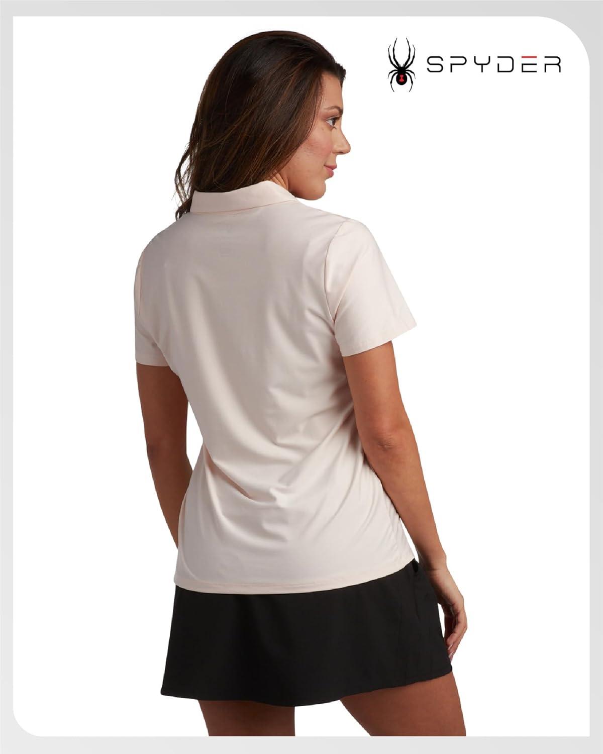 imageSpyder Womens Golf Shirt Moisture Wicking Lightweight Stretch Sport Top Polo Shirts for Women with UPF 30 Sun ProtectionPeach Blush