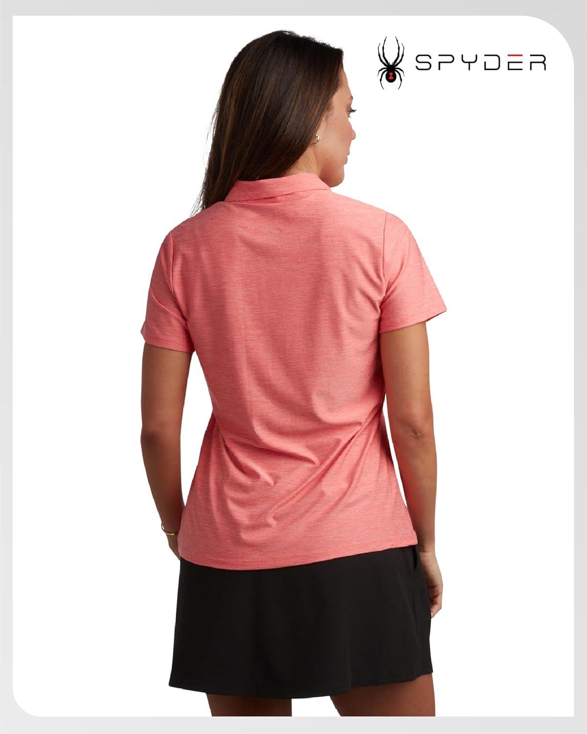 imageSpyder Womens Golf Shirt Moisture Wicking Lightweight Stretch Sport Top Polo Shirts for Women with UPF 30 Sun ProtectionPeach Bud