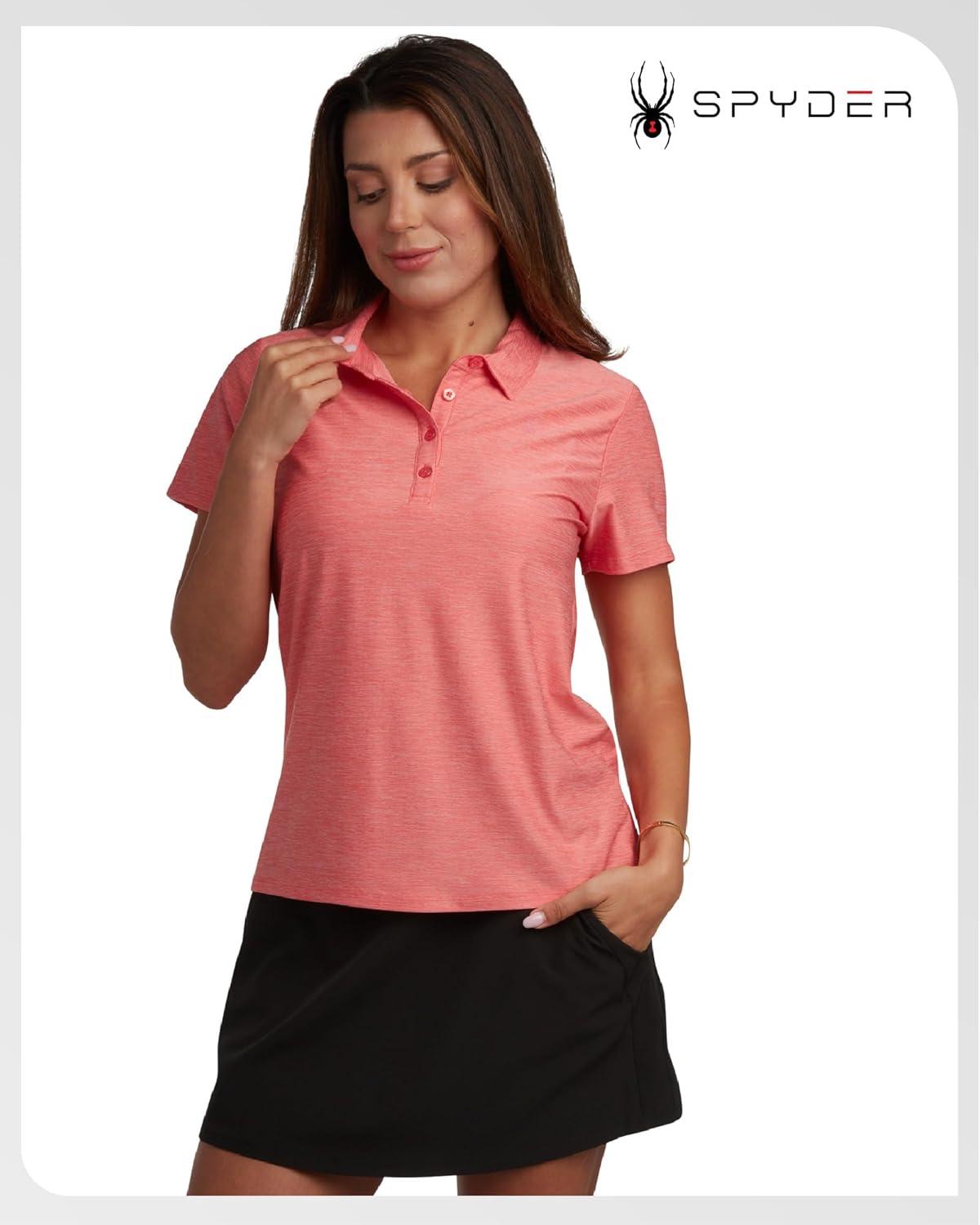 imageSpyder Womens Golf Shirt Moisture Wicking Lightweight Stretch Sport Top Polo Shirts for Women with UPF 30 Sun ProtectionPeach Bud