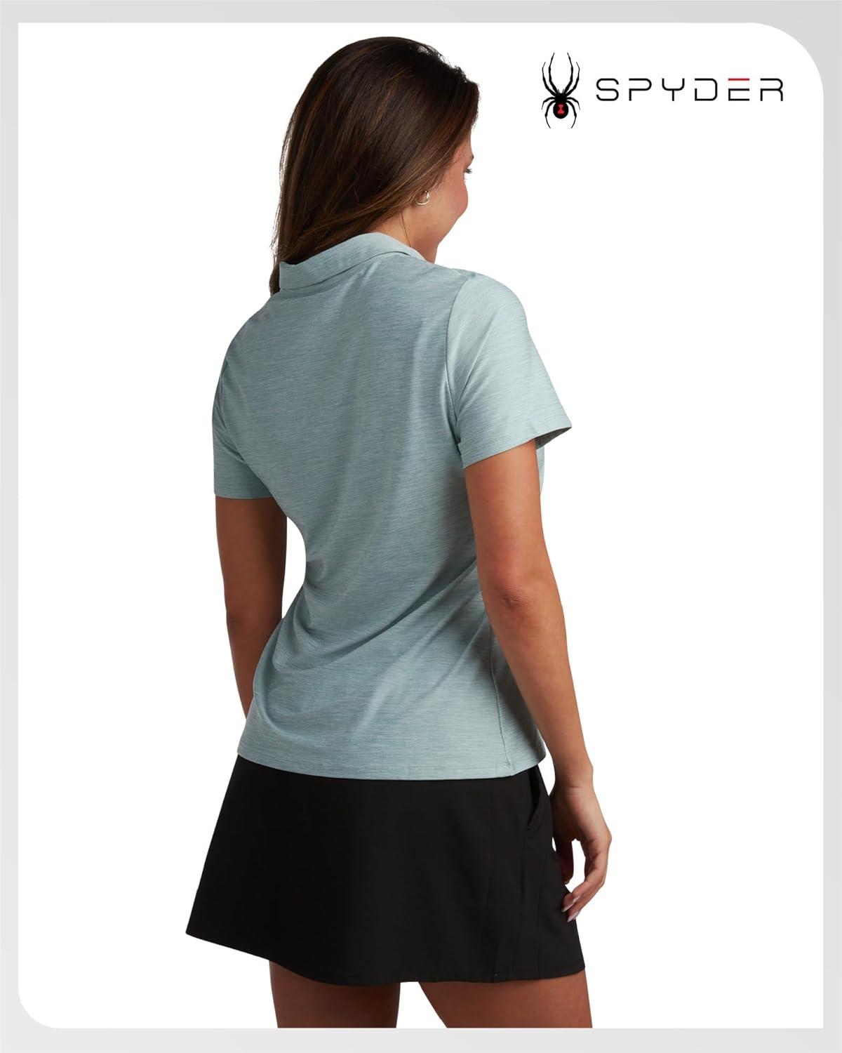 imageSpyder Womens Golf Shirt Moisture Wicking Lightweight Stretch Sport Top Polo Shirts for Women with UPF 30 Sun ProtectionSlate Blue