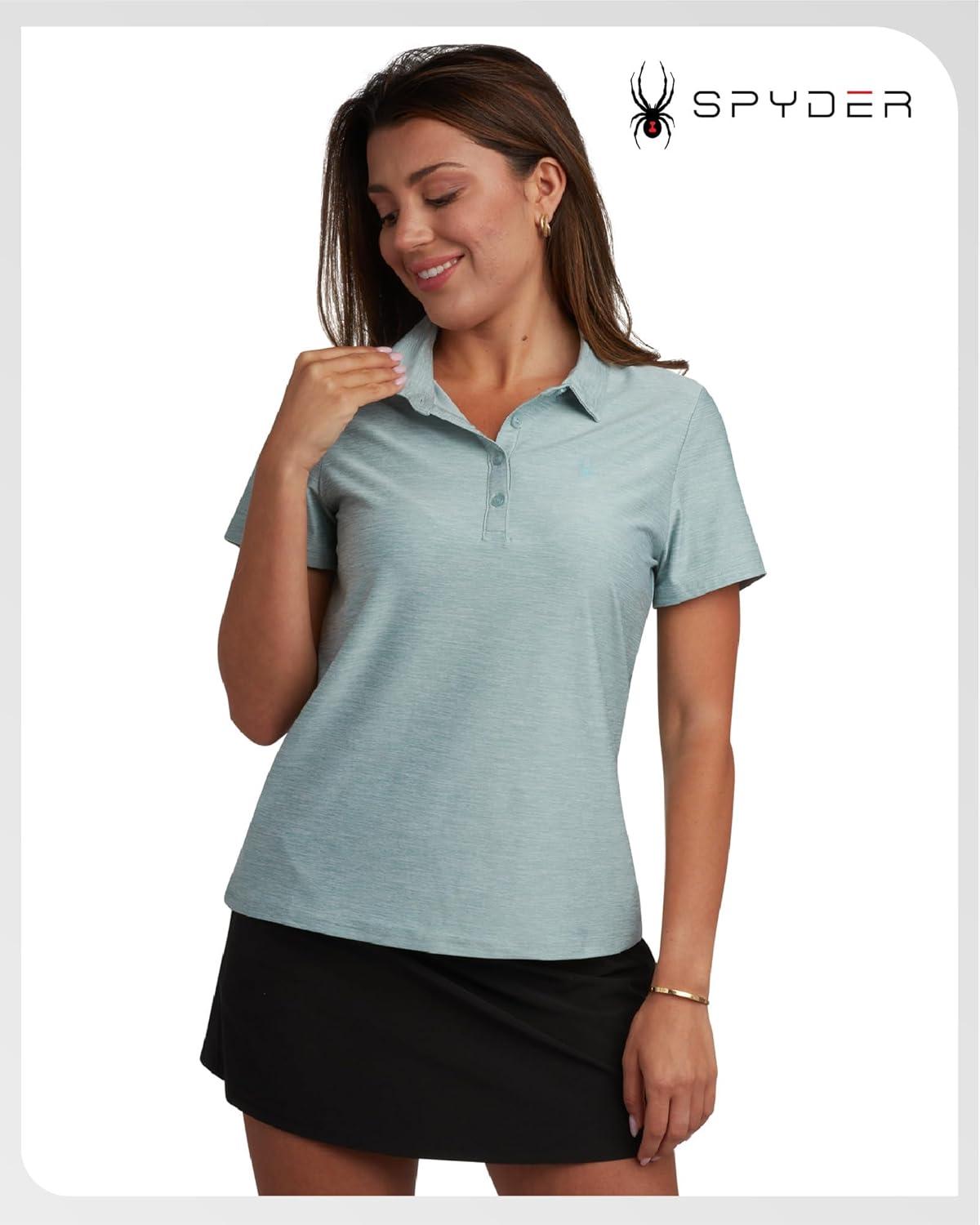 imageSpyder Womens Golf Shirt Moisture Wicking Lightweight Stretch Sport Top Polo Shirts for Women with UPF 30 Sun ProtectionSlate Blue