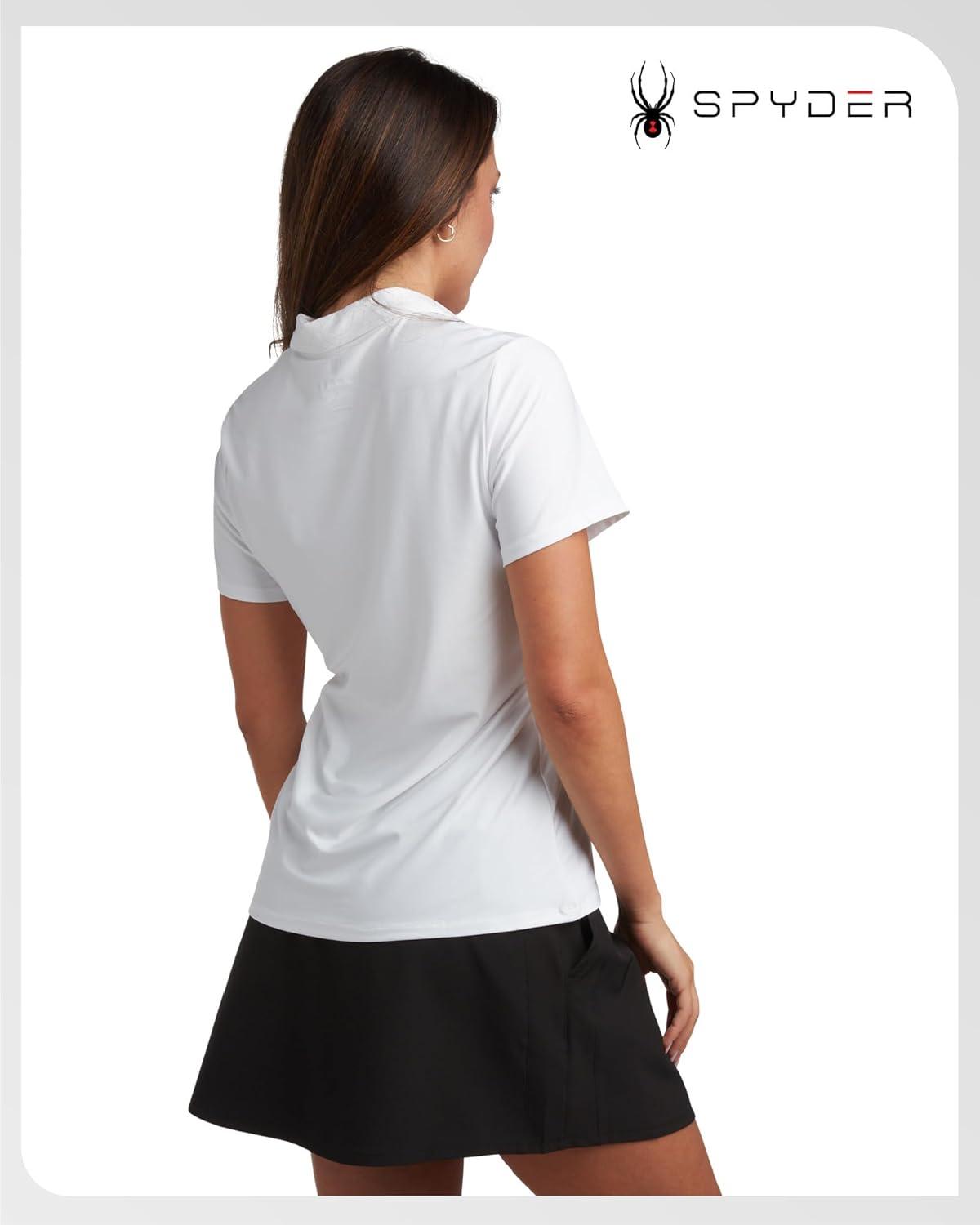 imageSpyder Womens Golf Shirt Moisture Wicking Lightweight Stretch Sport Top Polo Shirts for Women with UPF 30 Sun ProtectionWhite