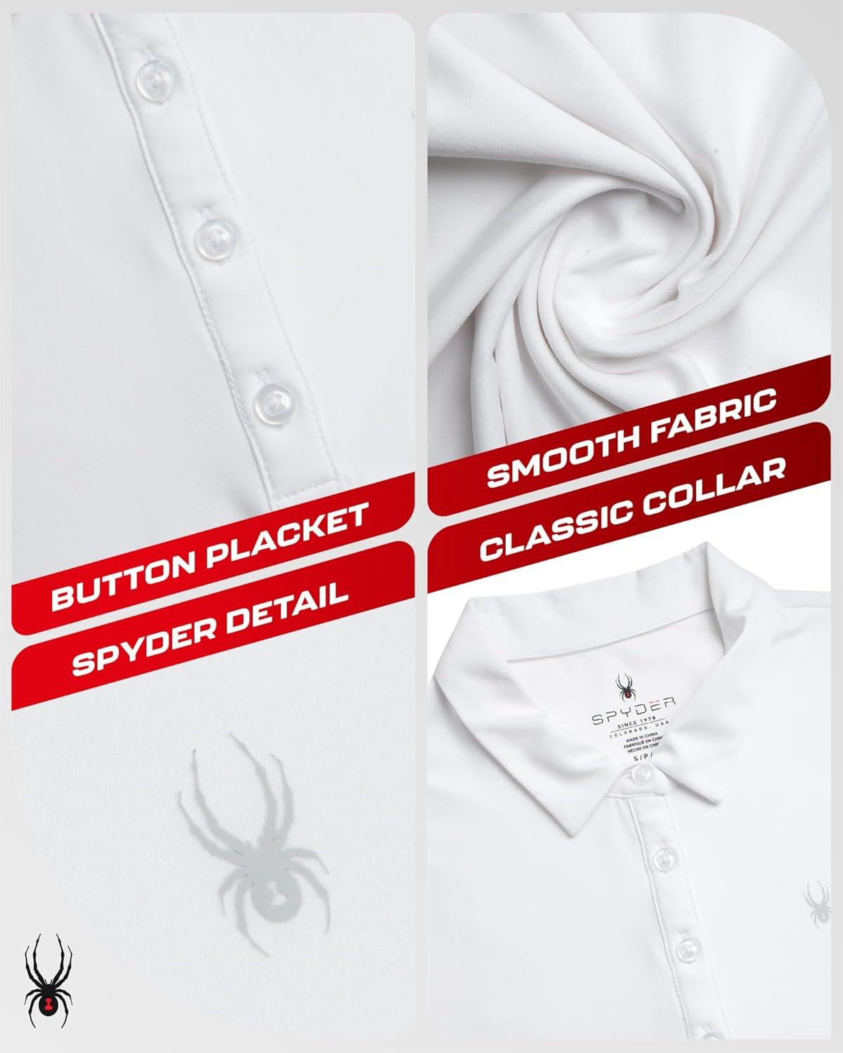 imageSpyder Womens Golf Shirt Moisture Wicking Lightweight Stretch Sport Top Polo Shirts for Women with UPF 30 Sun ProtectionWhite