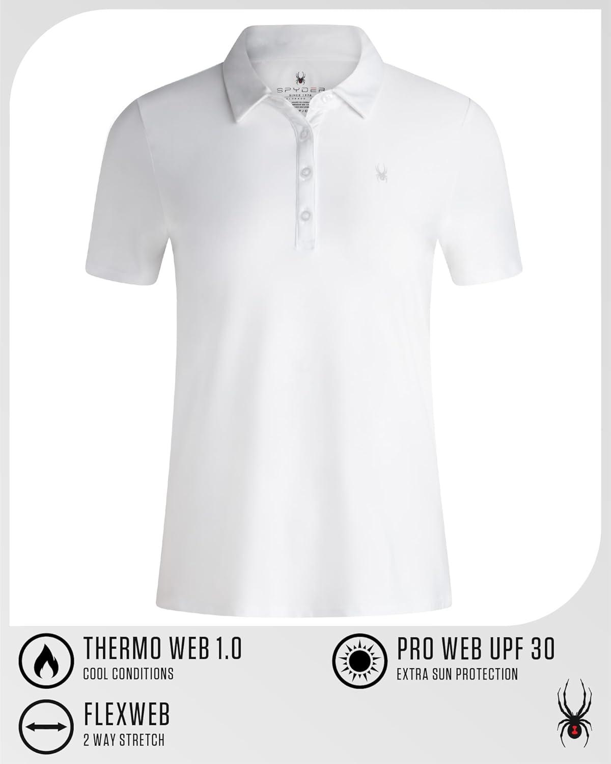 imageSpyder Womens Golf Shirt Moisture Wicking Lightweight Stretch Sport Top Polo Shirts for Women with UPF 30 Sun ProtectionWhite
