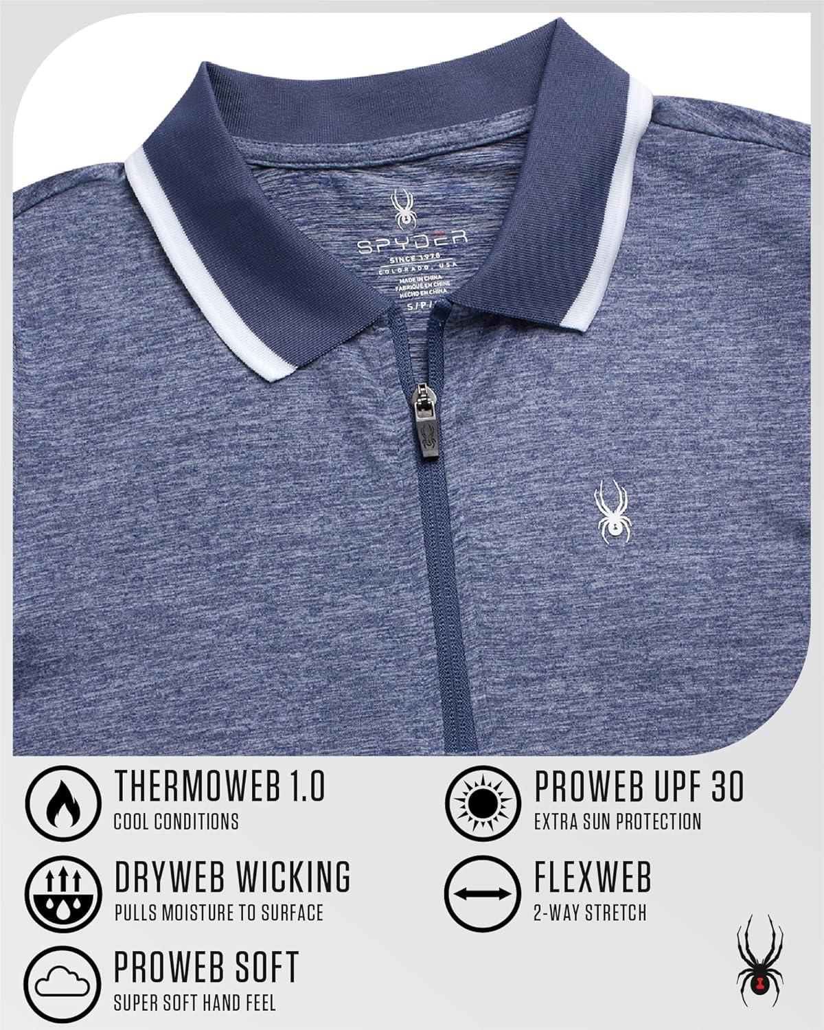imageSpyder Womens Golf Tees Lightweight Moisture Wicking Quarter Zip Collared Golf Polo Shirts for Women with UPF 30Navy