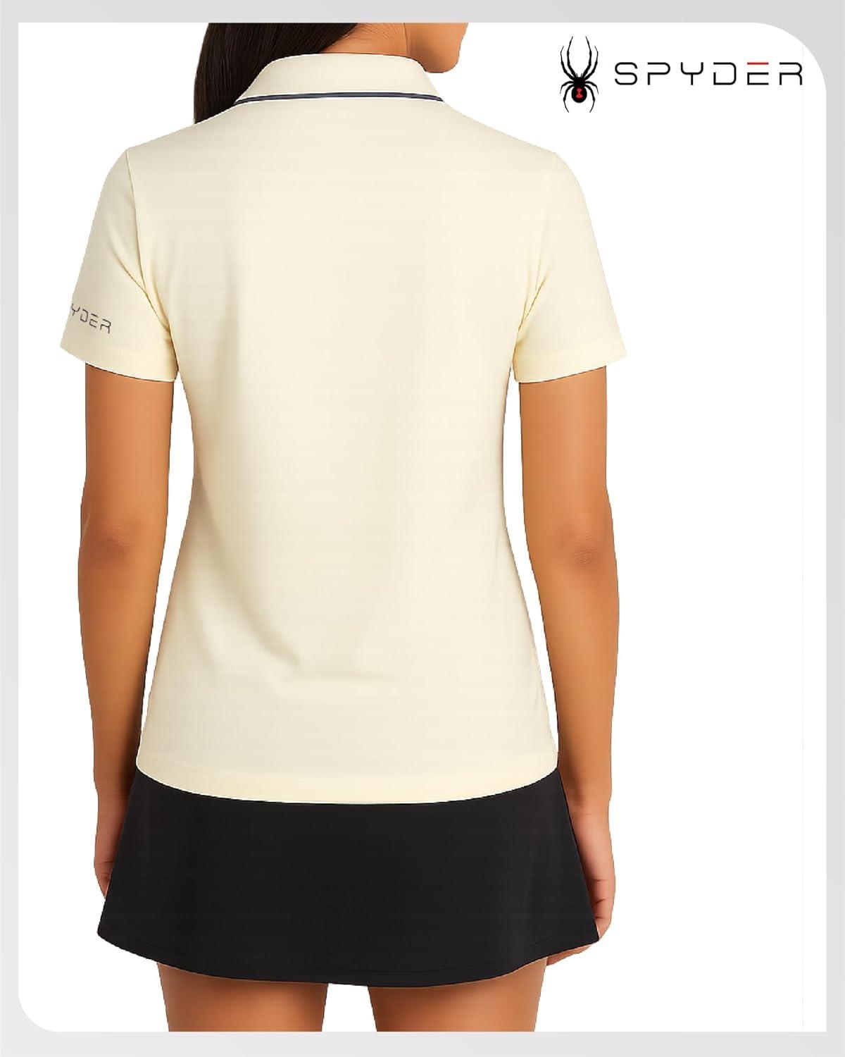 imageSpyder Womens Golf Tees Lightweight Moisture Wicking Quarter Zip Collared Golf Polo Shirts for Women with UPF 30Pearl