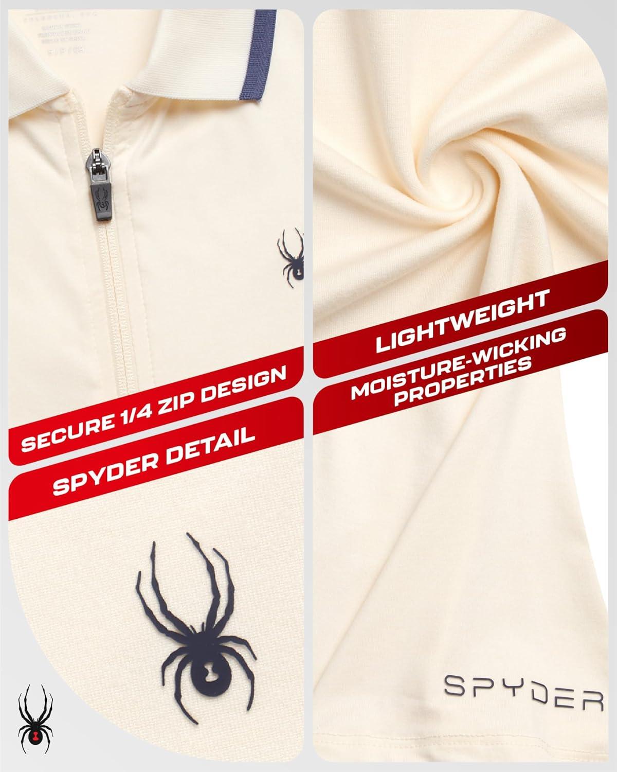 imageSpyder Womens Golf Tees Lightweight Moisture Wicking Quarter Zip Collared Golf Polo Shirts for Women with UPF 30Pearl