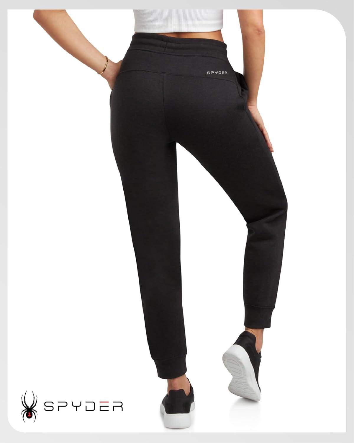imageSpyder Womens Jogger Pants Slim Fit Athletic Sweatpants Women High Waisted Soft Brushed Fleece Joggers for WomenBlack