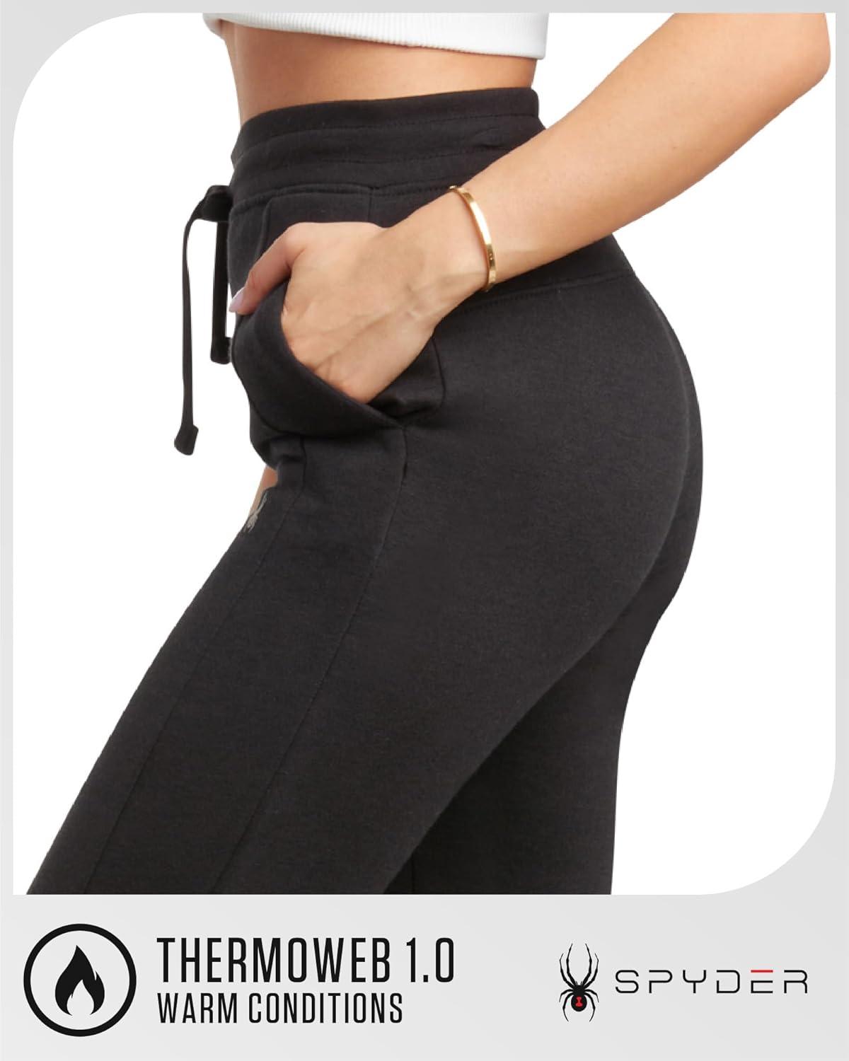 imageSpyder Womens Jogger Pants Slim Fit Athletic Sweatpants Women High Waisted Soft Brushed Fleece Joggers for WomenBlack