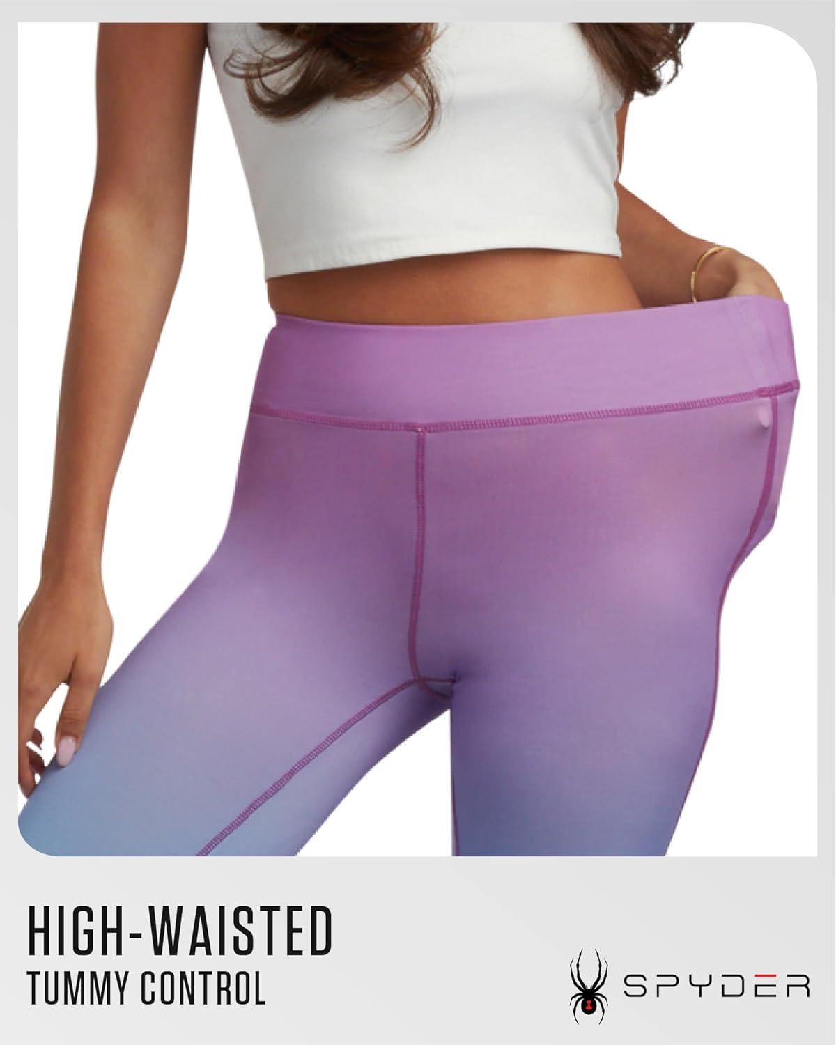 imageSpyder Womens Leggings Poly Span Knit UPF 50 Yoga Pants High Waisted Leggings for Women Tummy Control ActivewearAqua Haze