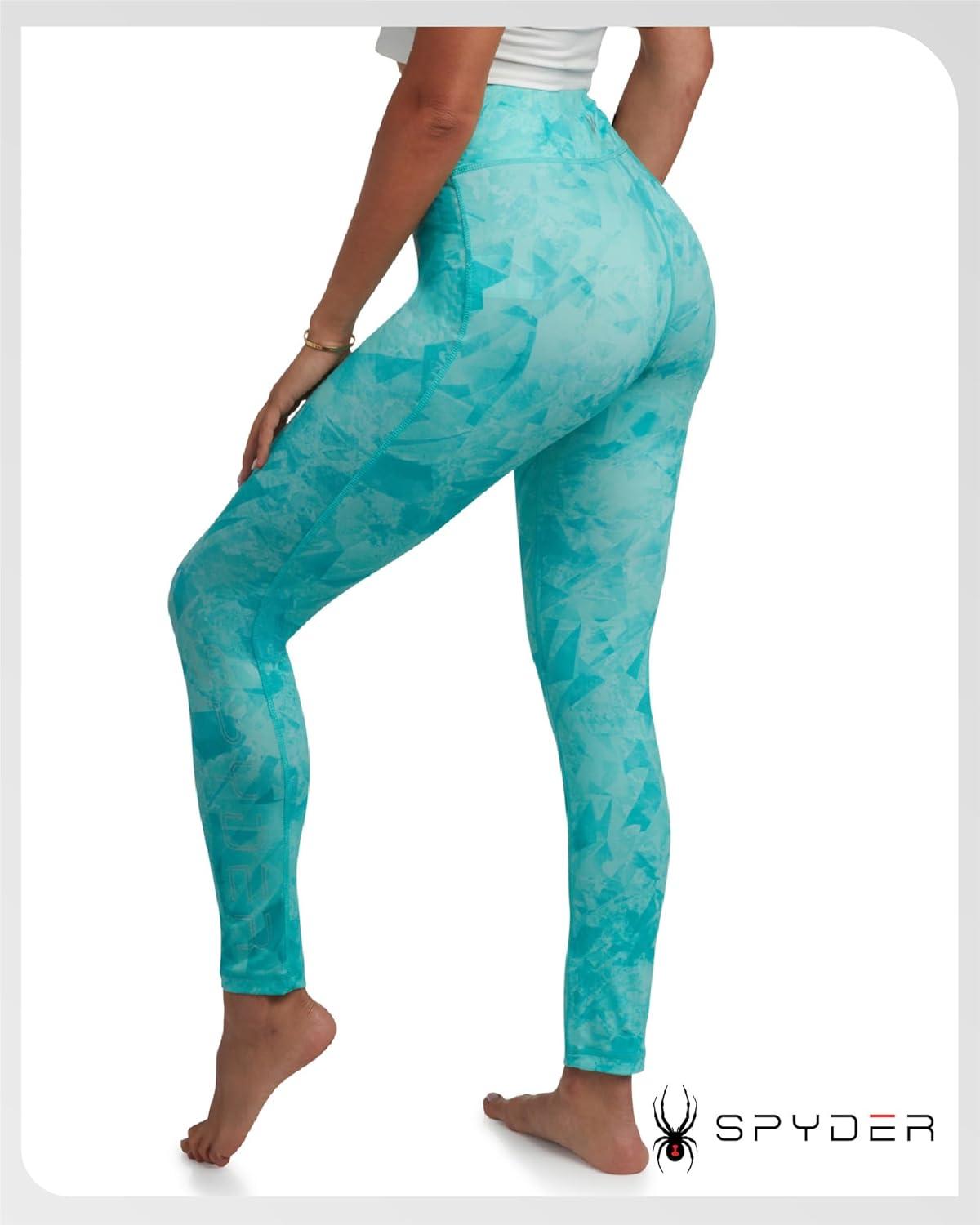 imageSpyder Womens Leggings Poly Span Knit UPF 50 Yoga Pants High Waisted Leggings for Women Tummy Control ActivewearAquamarine