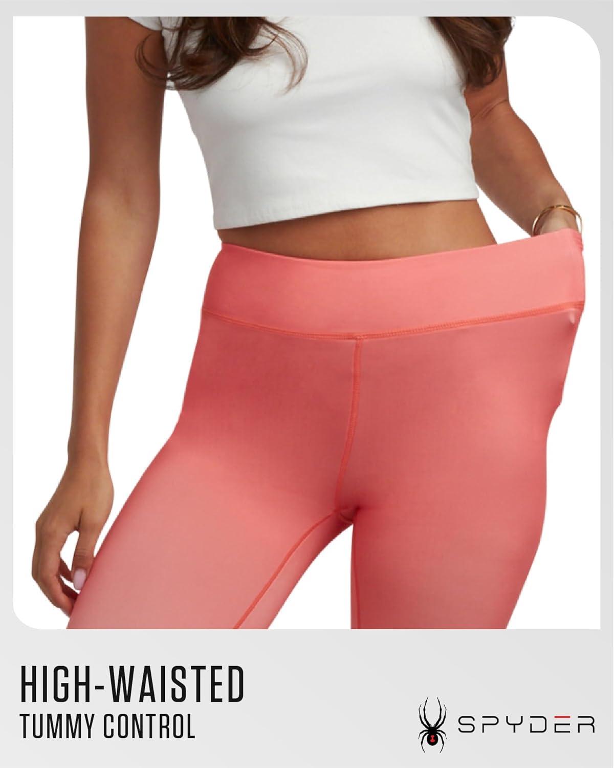 imageSpyder Womens Leggings Poly Span Knit UPF 50 Yoga Pants High Waisted Leggings for Women Tummy Control ActivewearPeach Bud