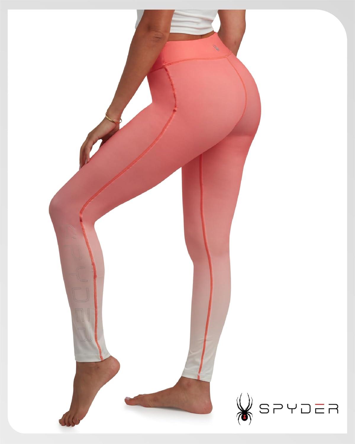 imageSpyder Womens Leggings Poly Span Knit UPF 50 Yoga Pants High Waisted Leggings for Women Tummy Control ActivewearPeach Bud