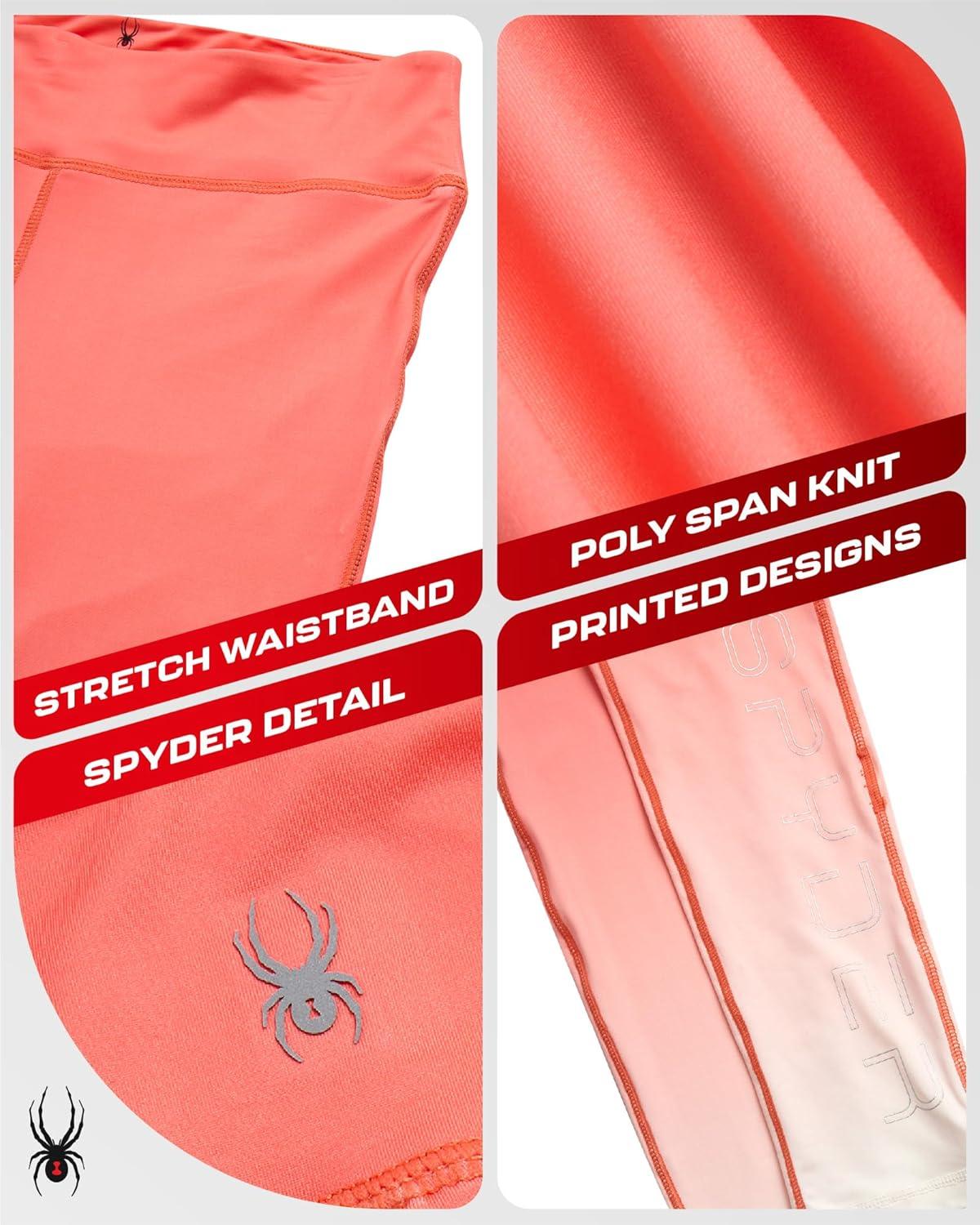 imageSpyder Womens Leggings Poly Span Knit UPF 50 Yoga Pants High Waisted Leggings for Women Tummy Control ActivewearPeach Bud
