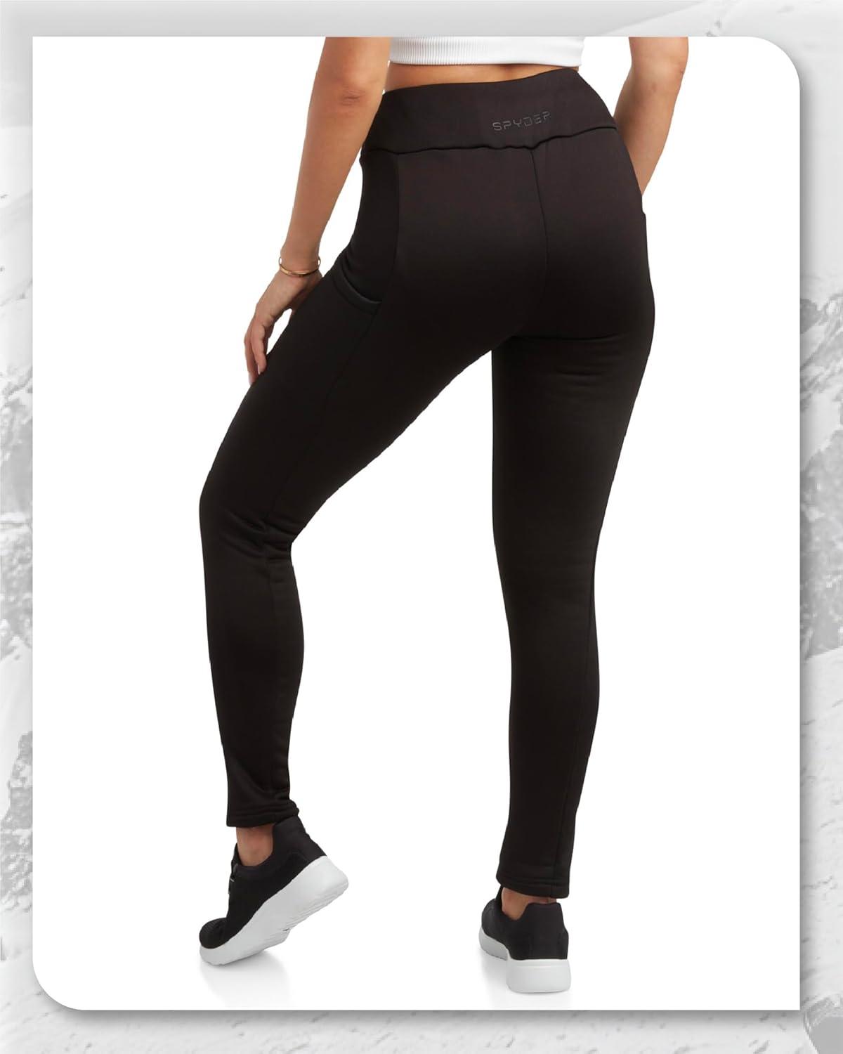 imageSpyder Womens Leggings Soft Fleece Leggings with Pockets for Women High Waisted Yoga Pants Workout Gym ActivewearBlack