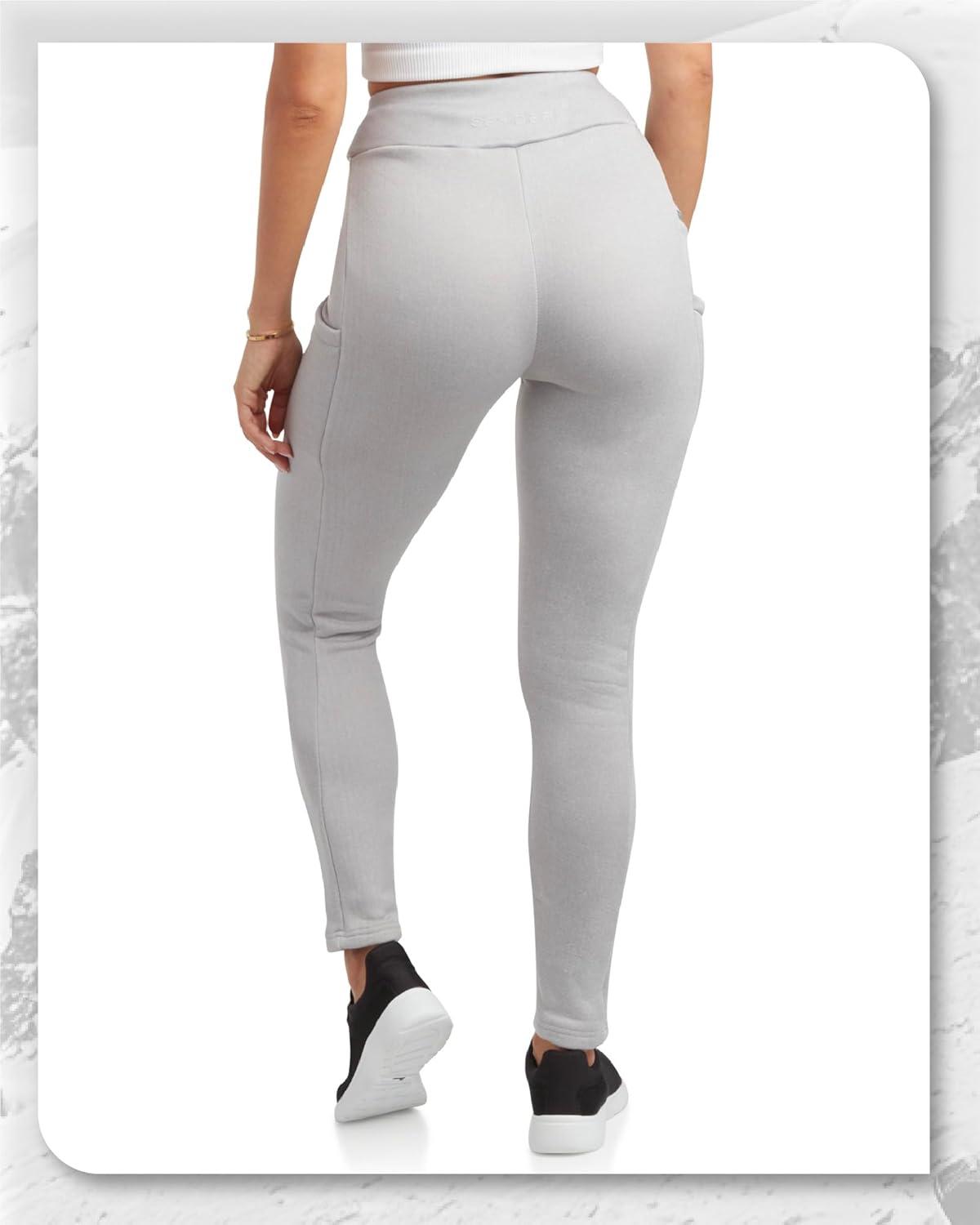 imageSpyder Womens Leggings Soft Fleece Leggings with Pockets for Women High Waisted Yoga Pants Workout Gym ActivewearLight Heather Grey