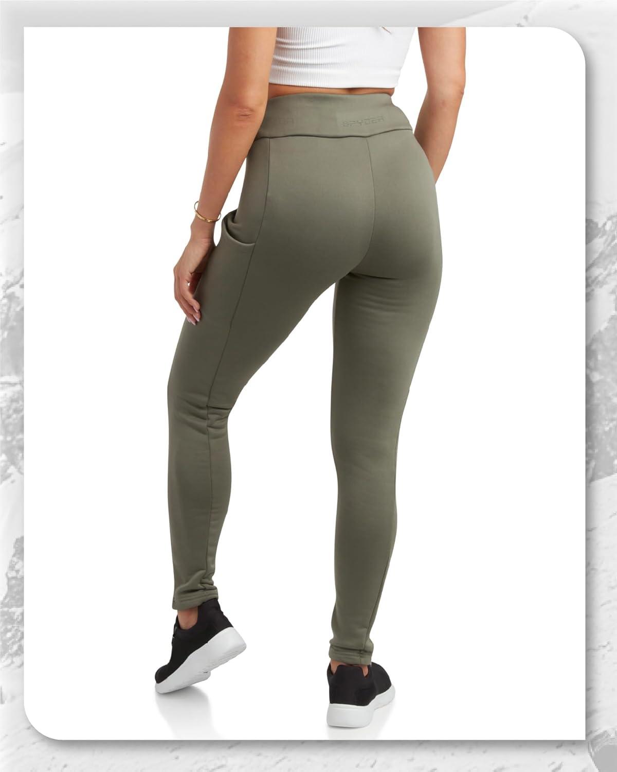 imageSpyder Womens Leggings Soft Fleece Leggings with Pockets for Women High Waisted Yoga Pants Workout Gym ActivewearOlive