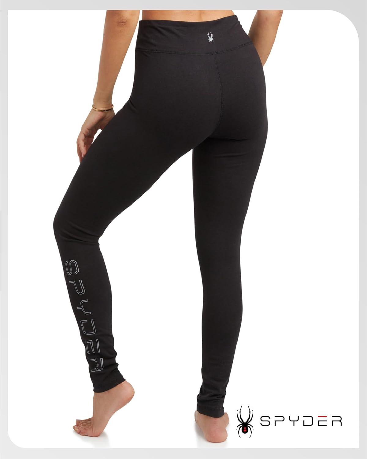 imageSpyder Womens Leggings Soft High Waisted Ankle Jersey Cotton Leggings for Women with 4Way Stretch Wide WaistbandBlack