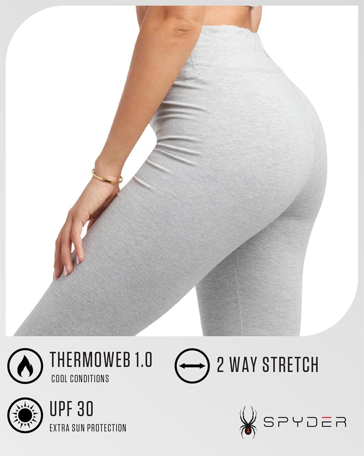 imageSpyder Womens Leggings Soft High Waisted Ankle Jersey Cotton Leggings for Women with 4Way Stretch Wide WaistbandLight Grey Heather