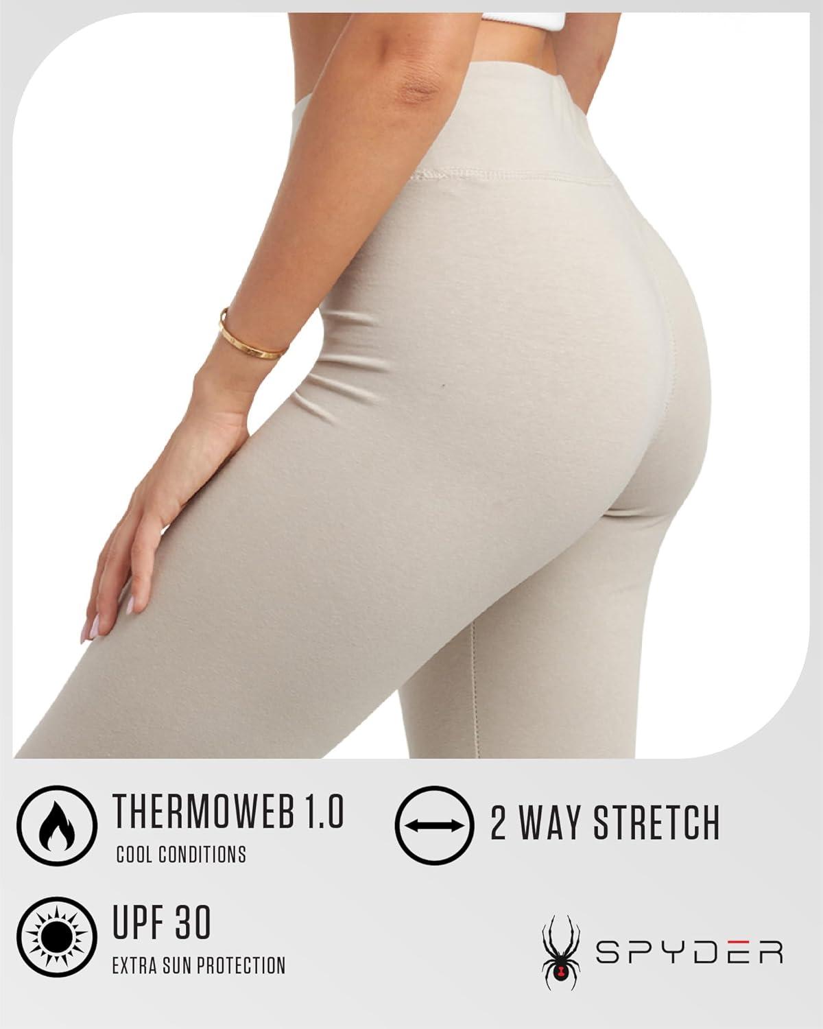 imageSpyder Womens Leggings Soft High Waisted Ankle Jersey Cotton Leggings for Women with 4Way Stretch Wide WaistbandSandstorm