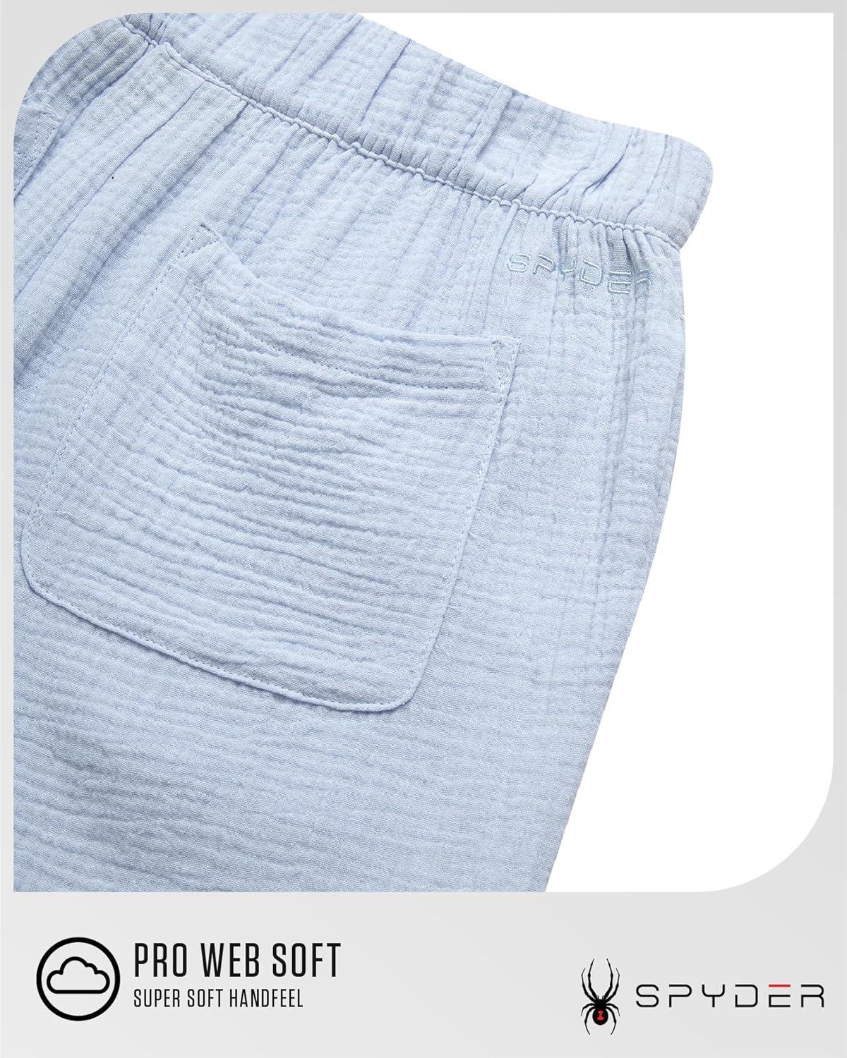 imageSpyder Womens Shorts Lightweight Breathable Woven Pull On Shorts for Women with Side Pockets for Casual Daily WearMist Blue