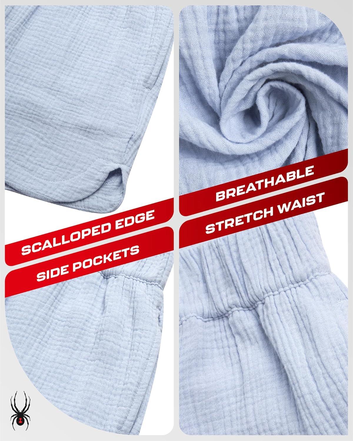 imageSpyder Womens Shorts Lightweight Breathable Woven Pull On Shorts for Women with Side Pockets for Casual Daily WearMist Blue