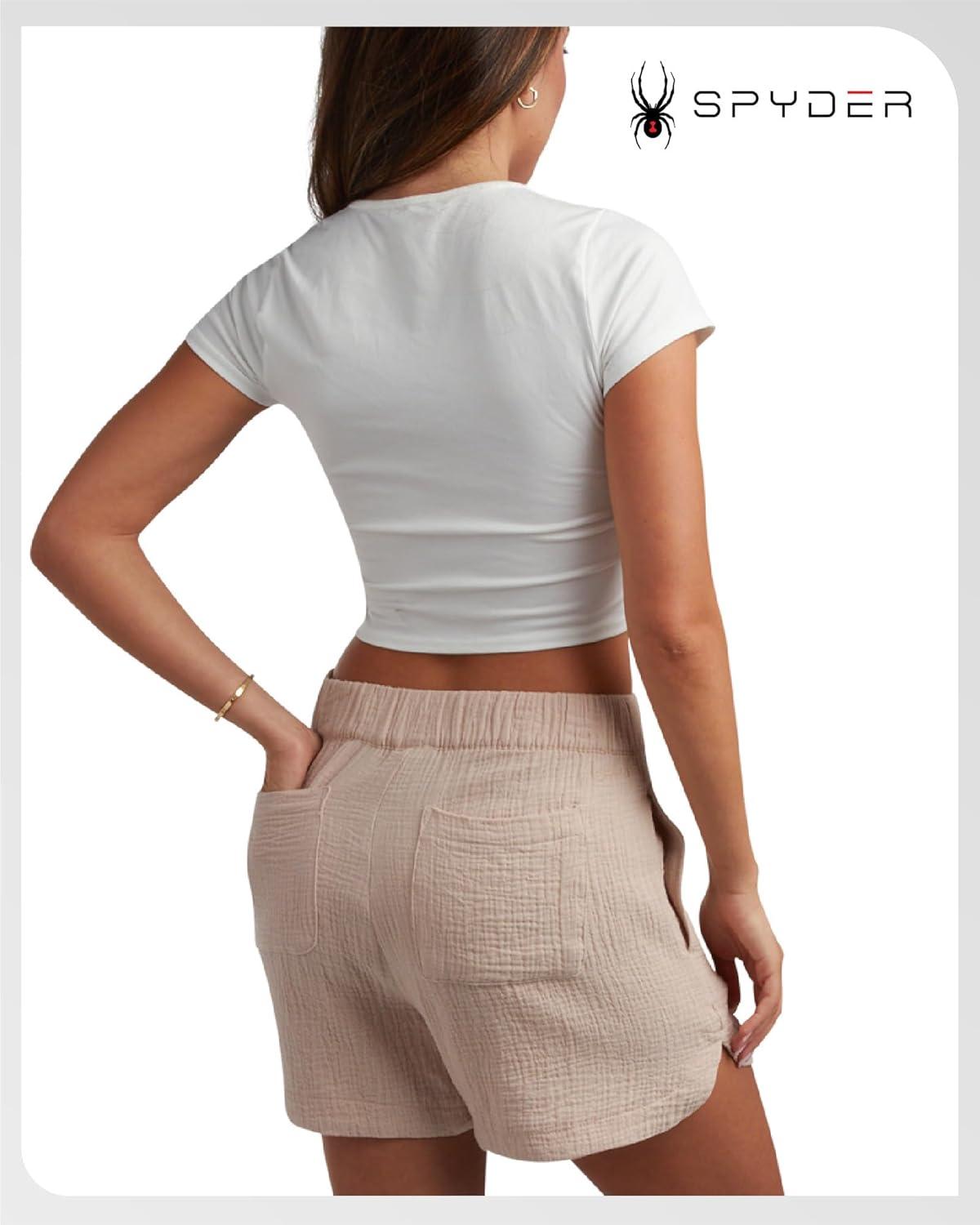 imageSpyder Womens Shorts Lightweight Breathable Woven Pull On Shorts for Women with Side Pockets for Casual Daily WearMushroom